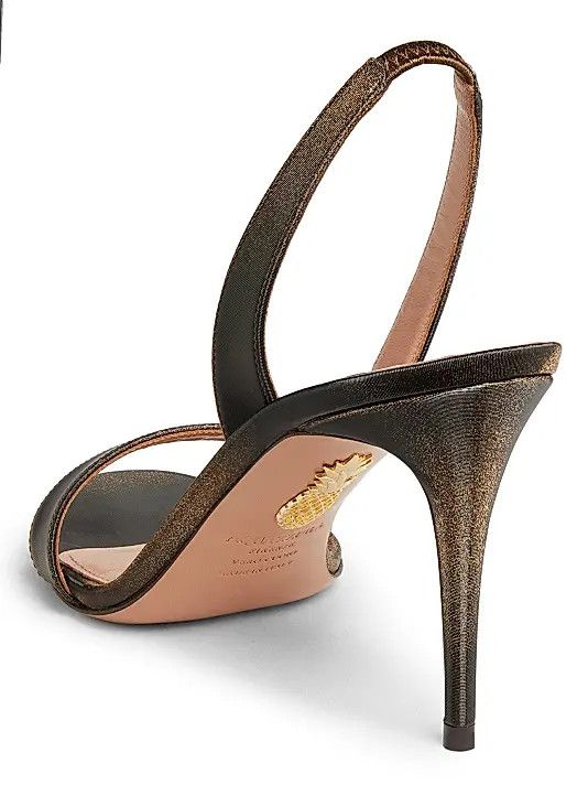 Aquazzura os11x0126 So Nude 85MM Metallic Leather Slingback Sandals Size US 8 / IT 38 - 3 Thumbnail