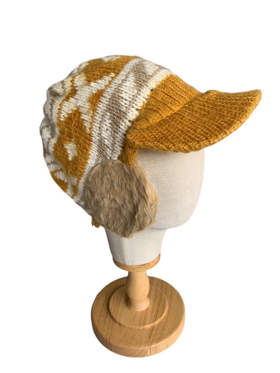 Japanese Brand × Kapital × Vintage HIPPIES STYLE 🌈 Fur crochet earflap knitted Hat Size ONE SIZE - 1 Thumbnail