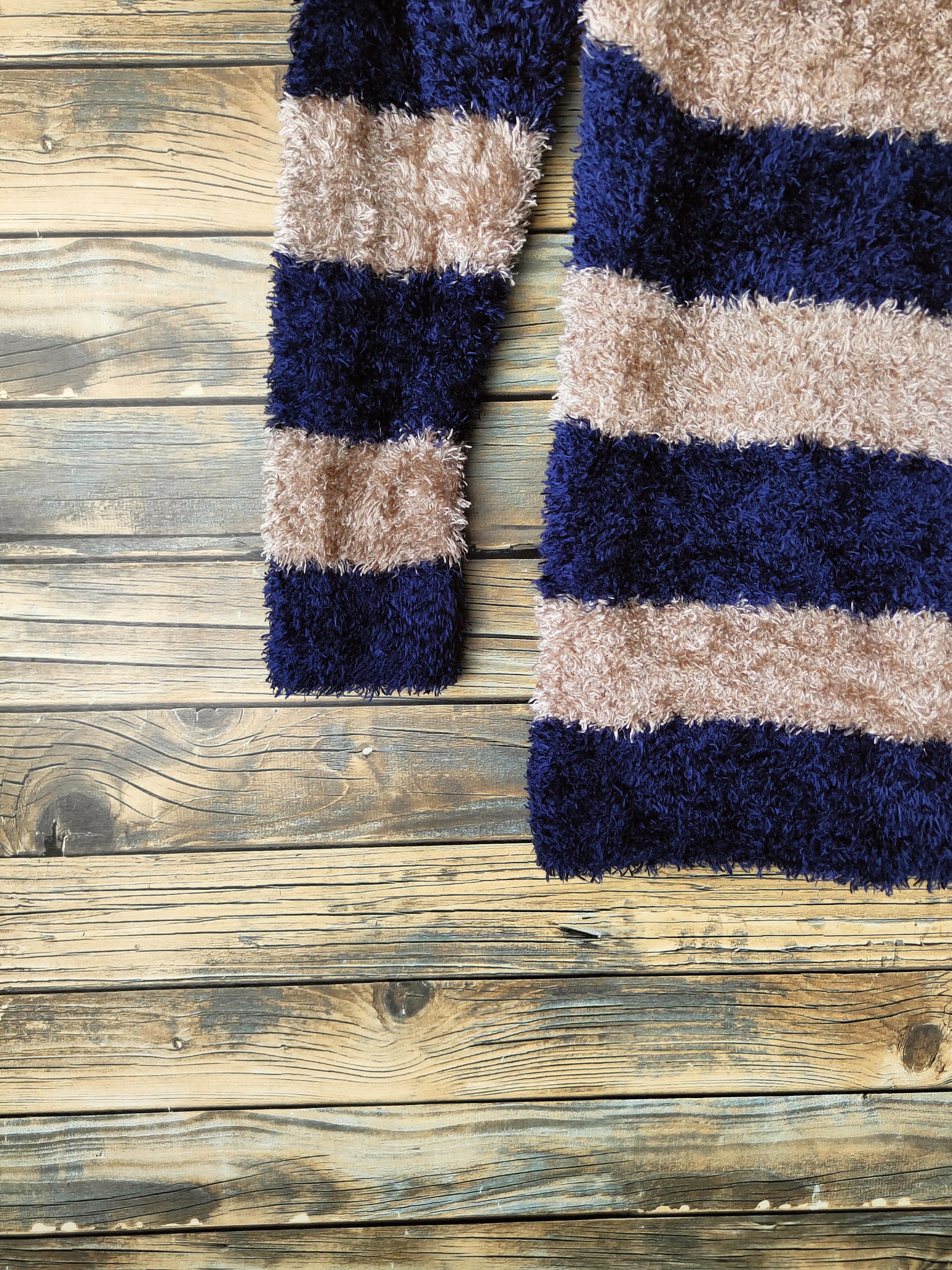 Japanese Brand DL Persodea Navy Brown Fur Mohair Knitwear #46-919 Size S / US 4 / IT 40 - 4 Thumbnail