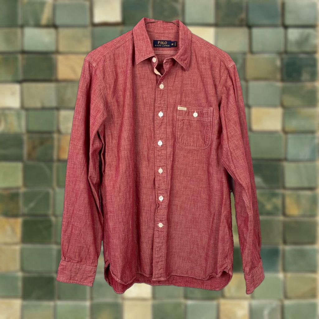 Polo Ralph Lauren Polo Ralph Lauren Twill Red Button-Up Shirt Mens M Size US M / EU 48-50 / 2 - 1 Thumbnail