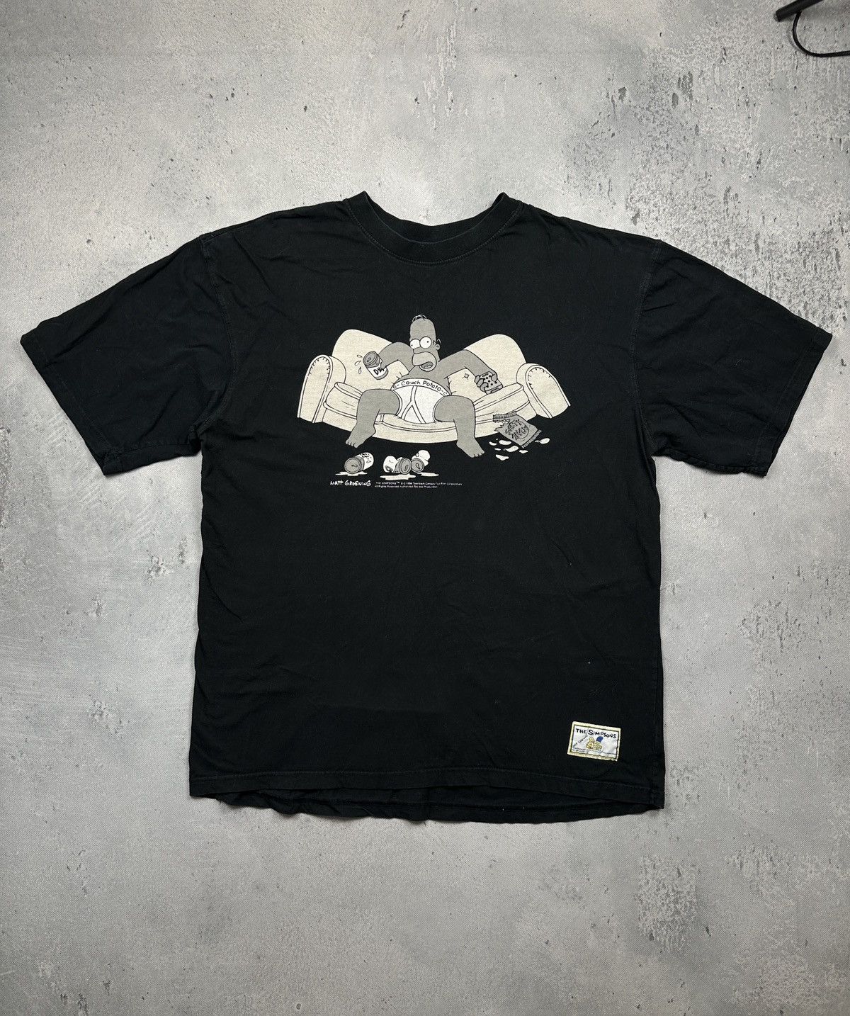 The Simpsons Vintage 1998 The Simpsons Homer Couch Potato Graphic T-Shirt Size US XXL / EU 58 / 5 - 4 Thumbnail