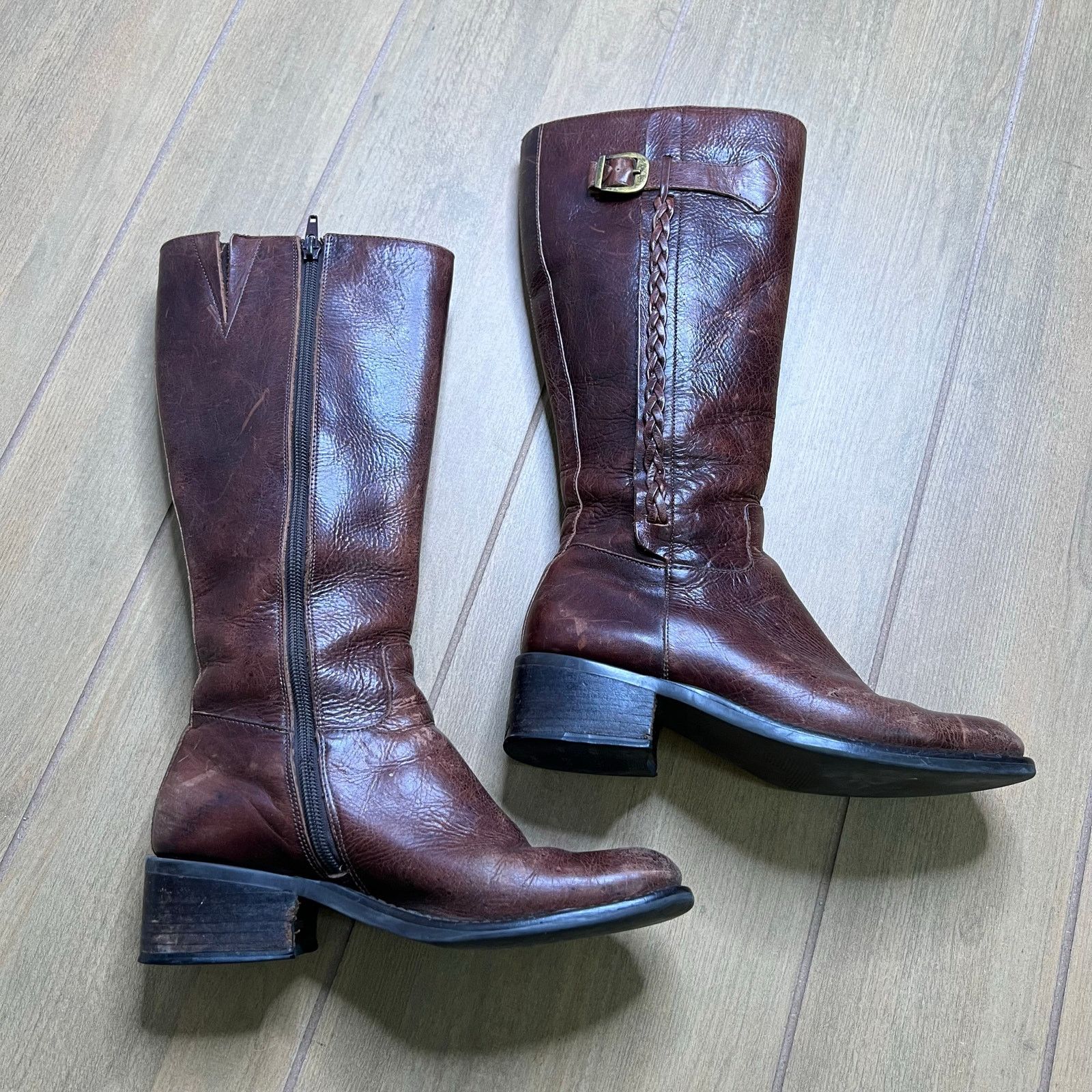 Vintage Vintage Super Leather Riding Boots Knee High Buckle Zip 7.5 Size US 7.5 / IT 37.5 - 5 Thumbnail