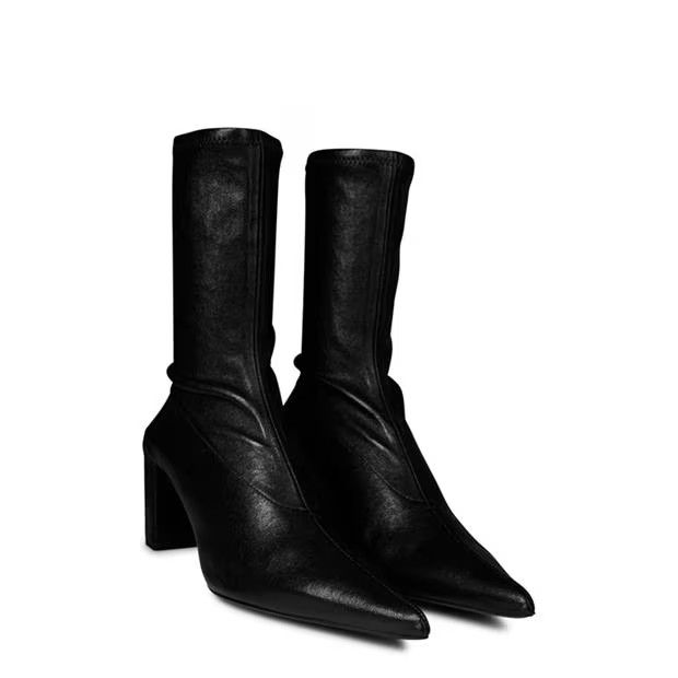 Jil Sander o1g2r1mq1024 Heeled Sock Boots in Black Size US 9 / IT 39 - 3 Thumbnail