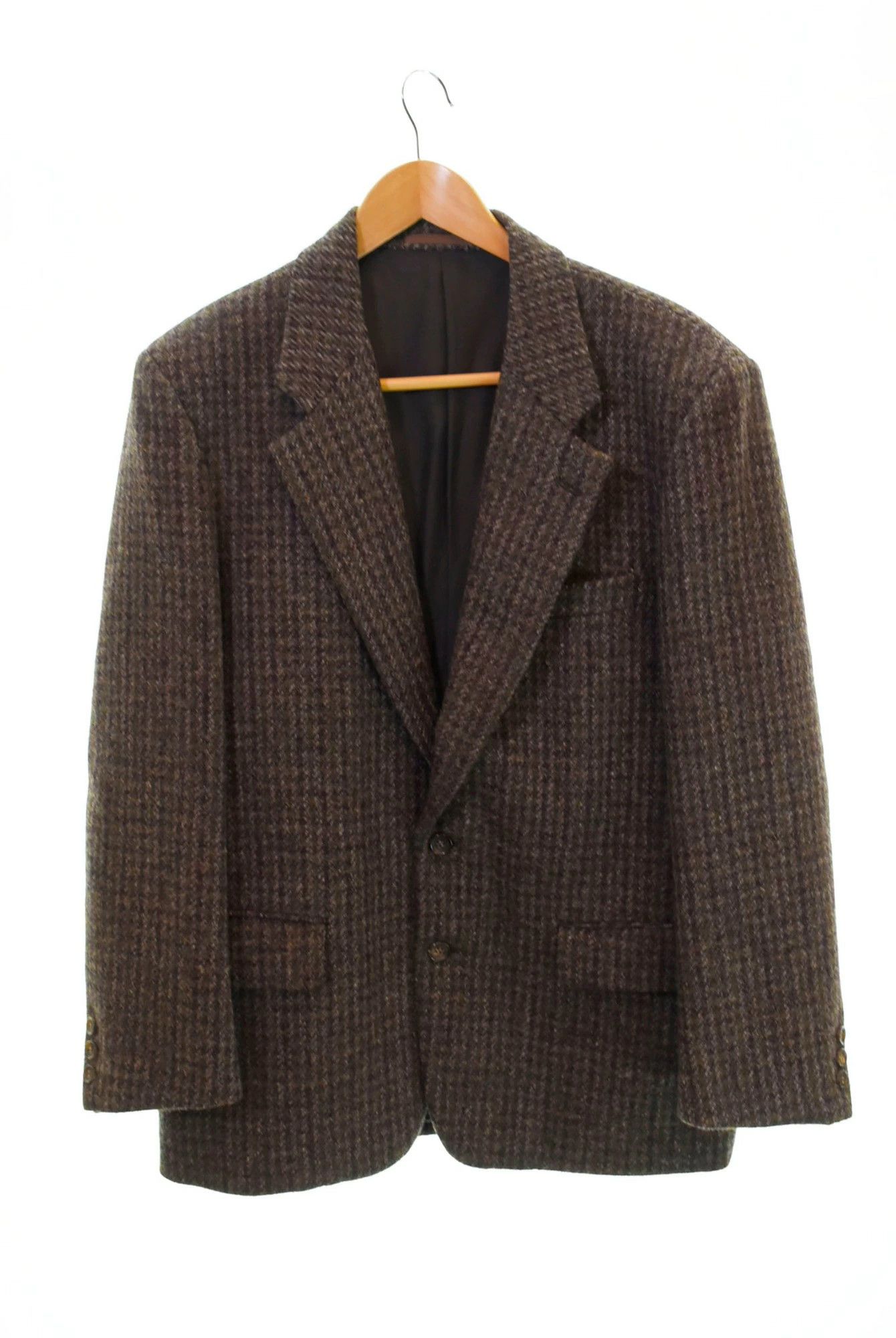 Comme des Garcons Jacket Harris Tweed Tailored 2 Button Flap Pocket Brown Size US M / EU 48-50 / 2 - 1 Thumbnail