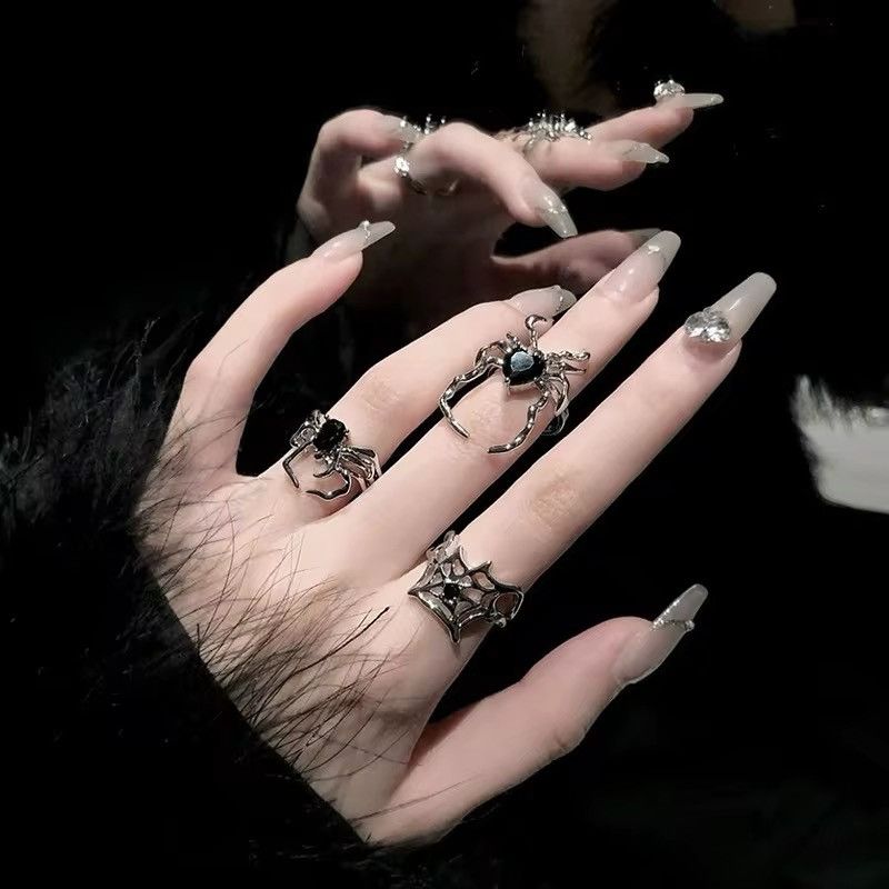 Jewelry 3pcs Gothic Spider Opening Ring Size ONE SIZE - 3 Thumbnail