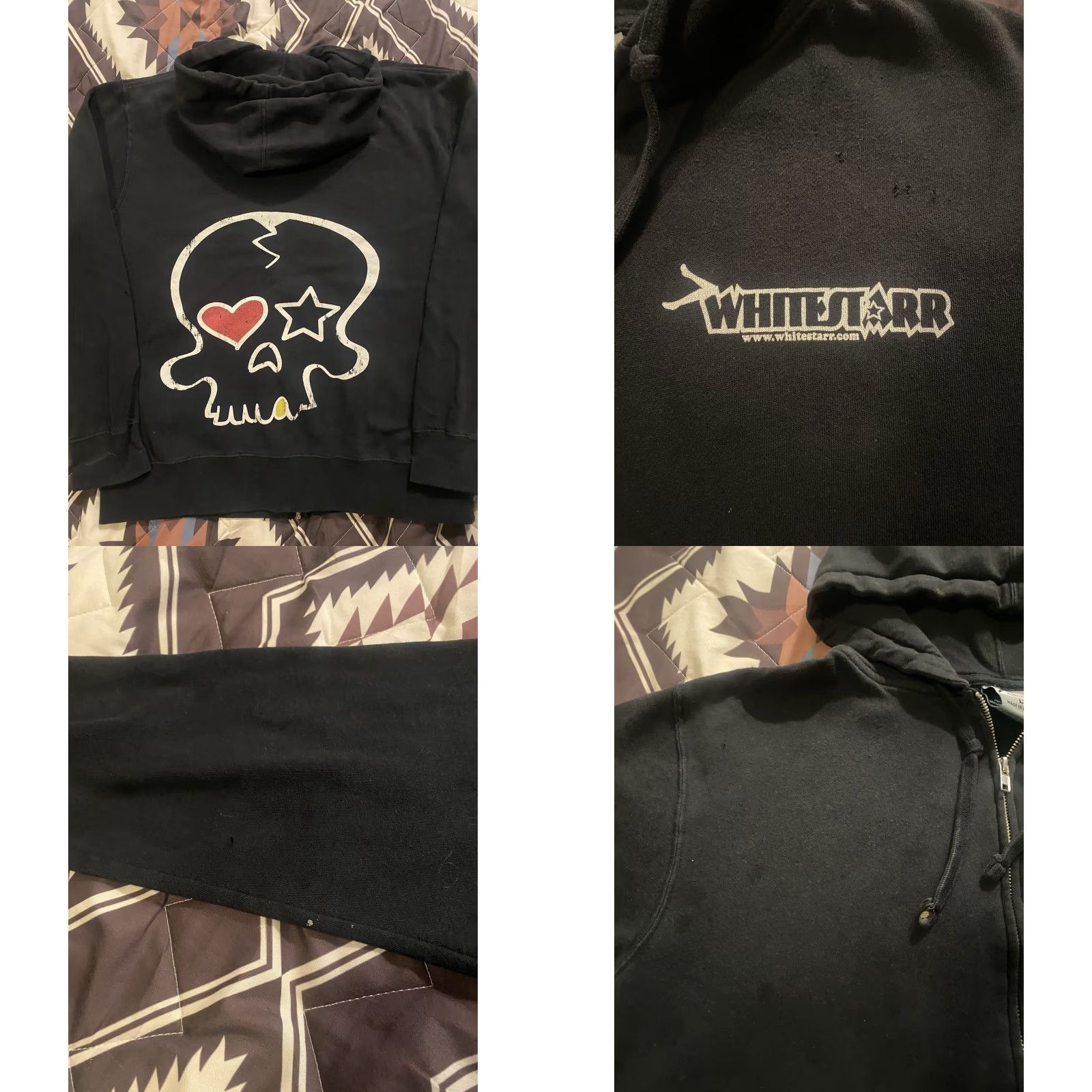 Vintage VINTAGE APX Full Zip Hoodie Black L Men 90s Whitestarr Band Skull Distressed Graphic Print Size US L / EU 52-54 / 3 - 8 Thumbnail