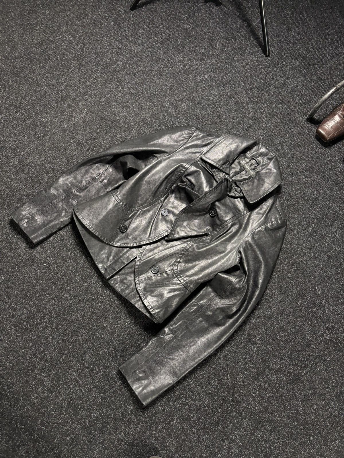 Vintage Avant Garde Cropped leather jacket Size S / US 4 / IT 40 - 4 Thumbnail