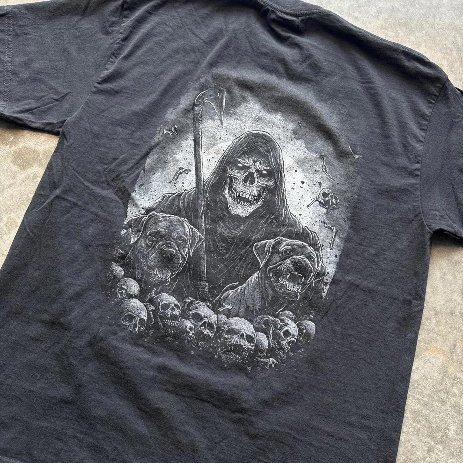 Other Grim Reaper With Dogs Graphic T-Shirt Size US XL / EU 56 / 4 - 4 Thumbnail