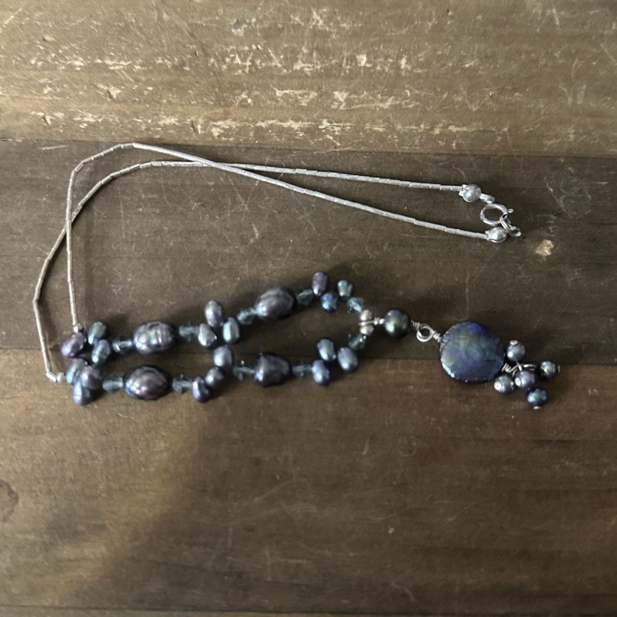 Vintage Vintage 925 Sterling silver abalone freshwater pearl necklac Size ONE SIZE - 4 Thumbnail