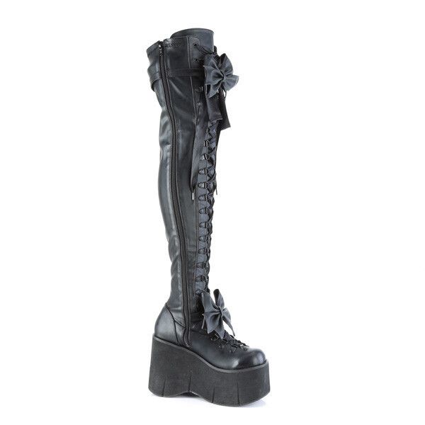 Demonia Cult DEMONIA Kera 303 Black Matte Thigh Boots 4.5" Platform Goth Size US 11 / IT 41 - 3 Thumbnail