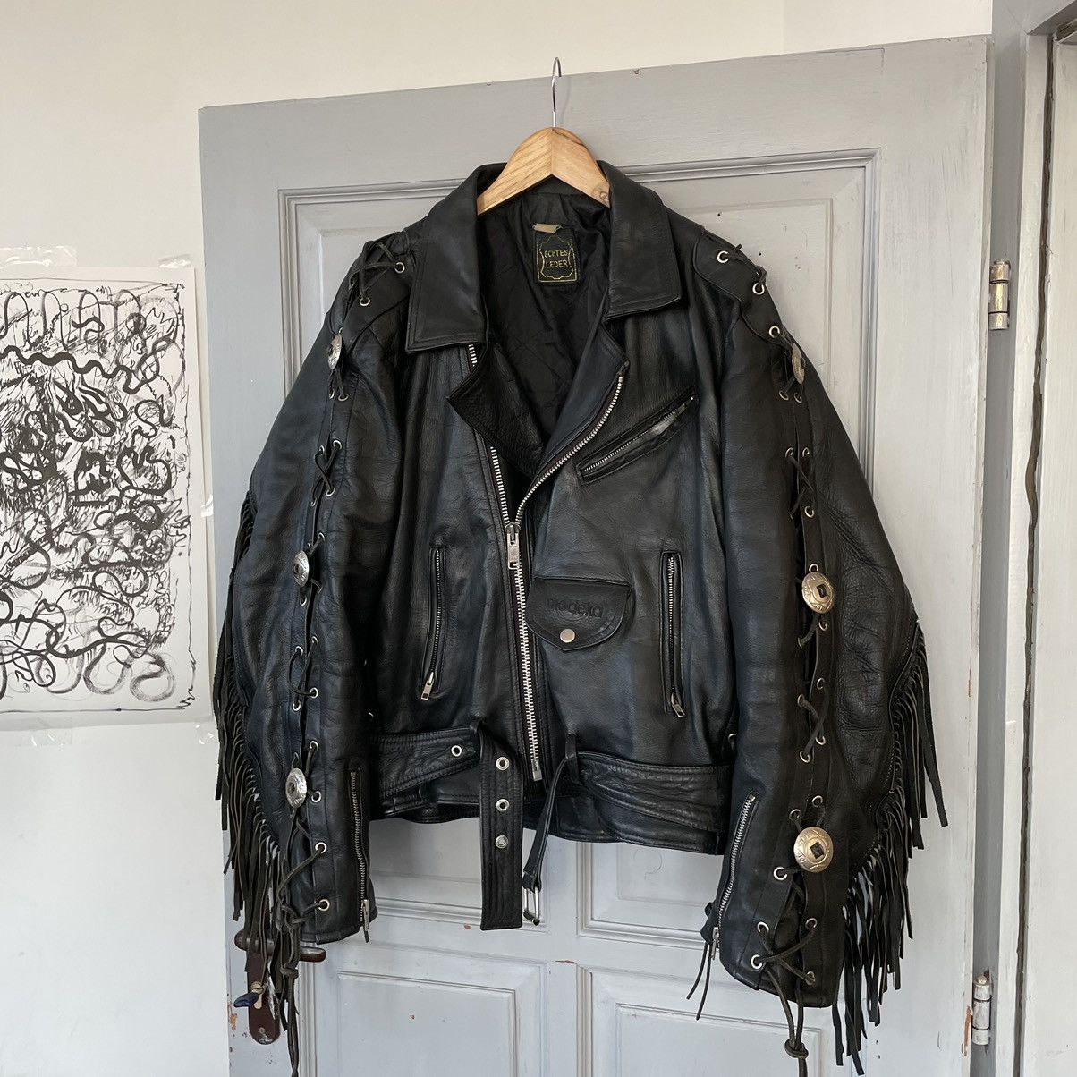 Vintage Genuine Leather Fringe Jacket, Western Fringed