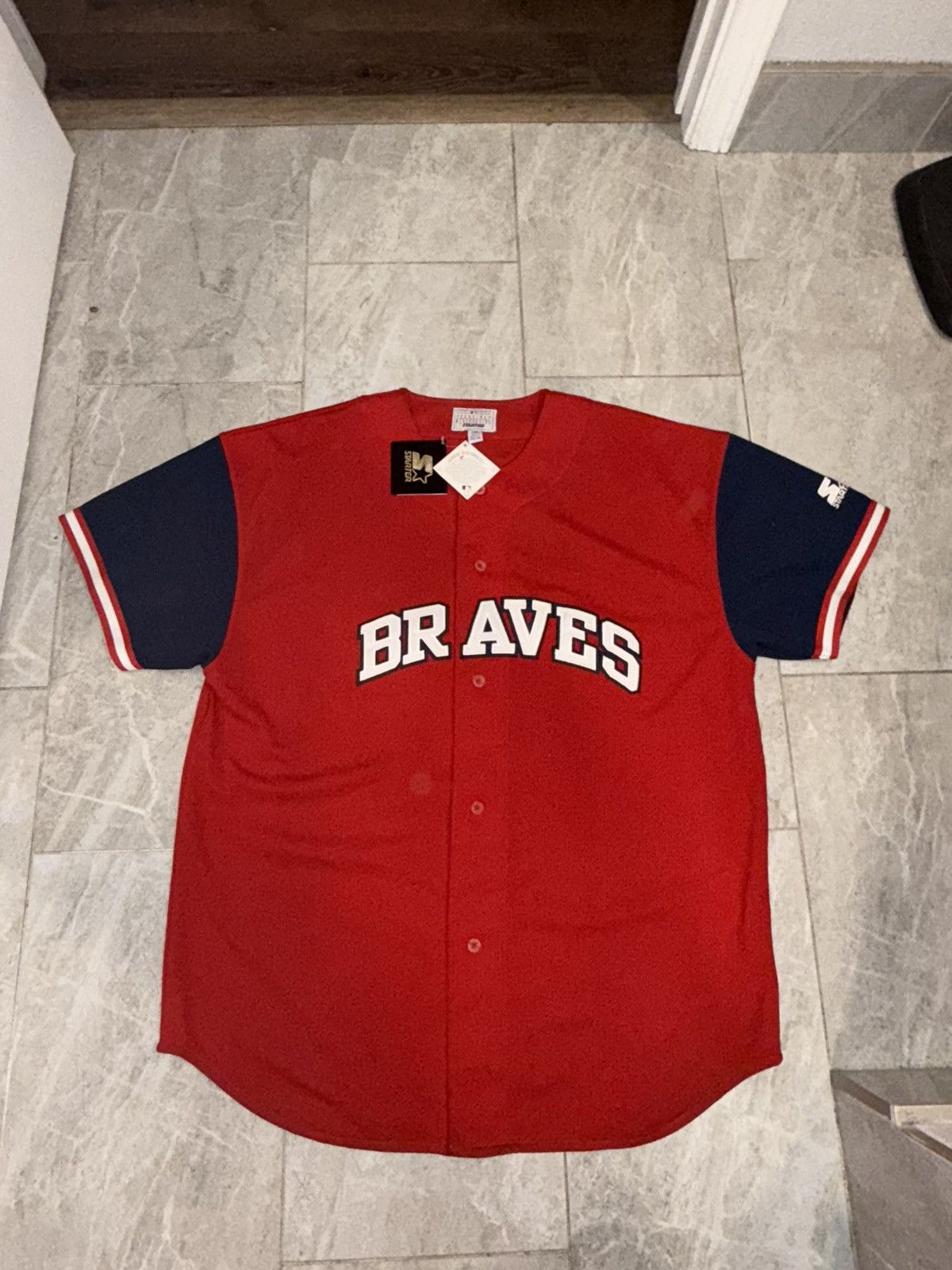 Starter Vintage 90s STARTER Atlanta Braves Button Jersey MLB XXL Size US XXL / EU 58 / 5 - 1 Thumbnail