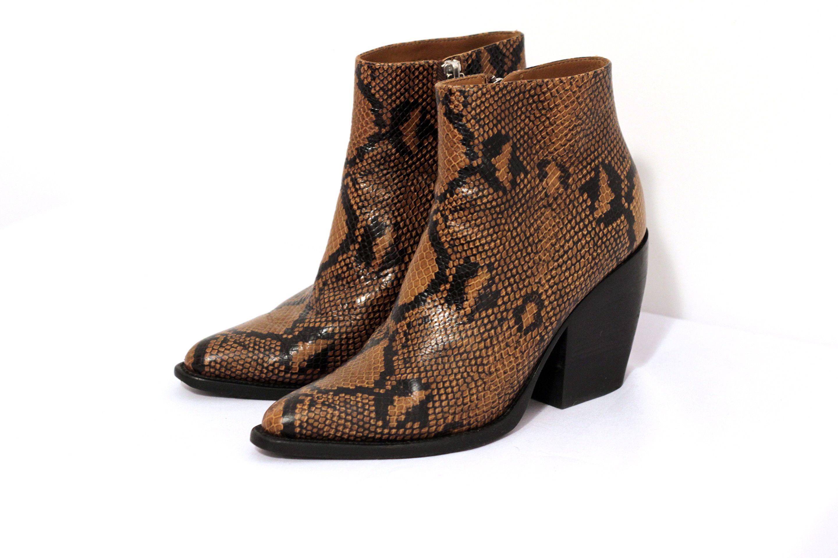 Chloe Chloé Rylee leather cowboy boots brownblack snakeskin EU39.5 Size US 8.5 / IT 38.5 - 4 Thumbnail