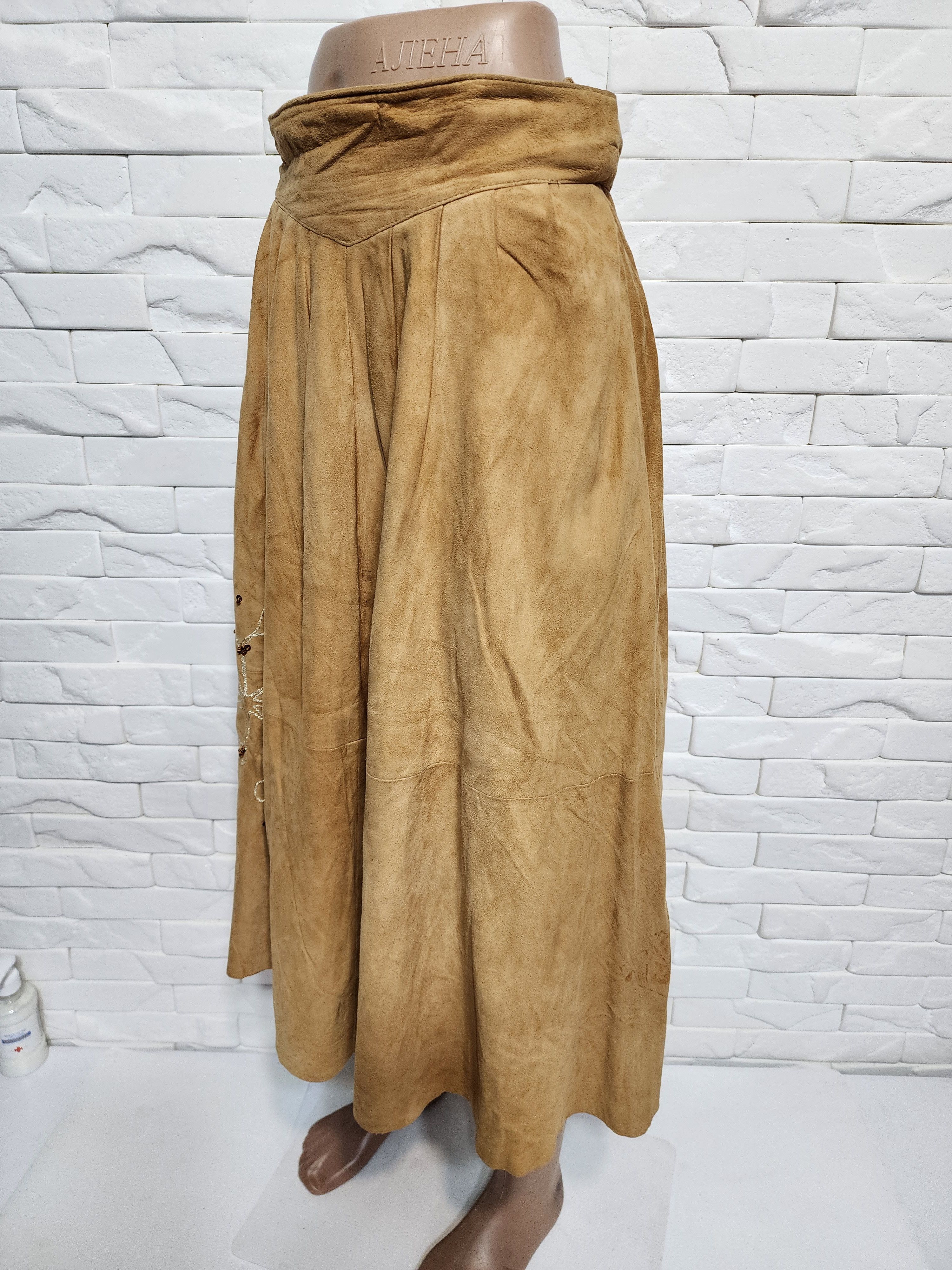 Other Brown Flared Leather Skirt with Pockets. Size 28" / US 6 / IT 42 - 3 Thumbnail