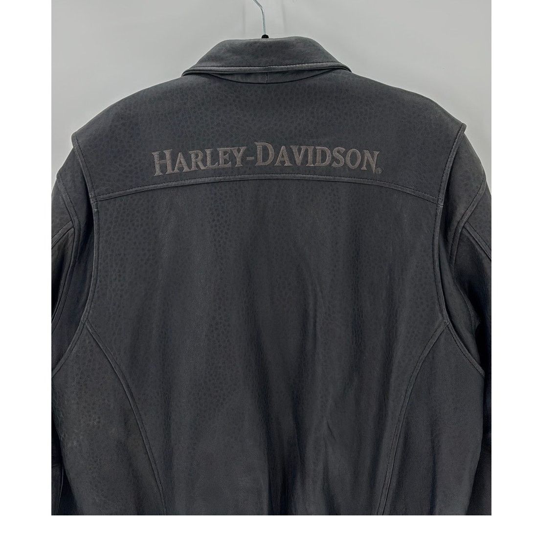Harley Davidson Harley Davidson Embroidered Leather Fleece moto jacket sz M Size US M / EU 48-50 / 2 - 3 Thumbnail