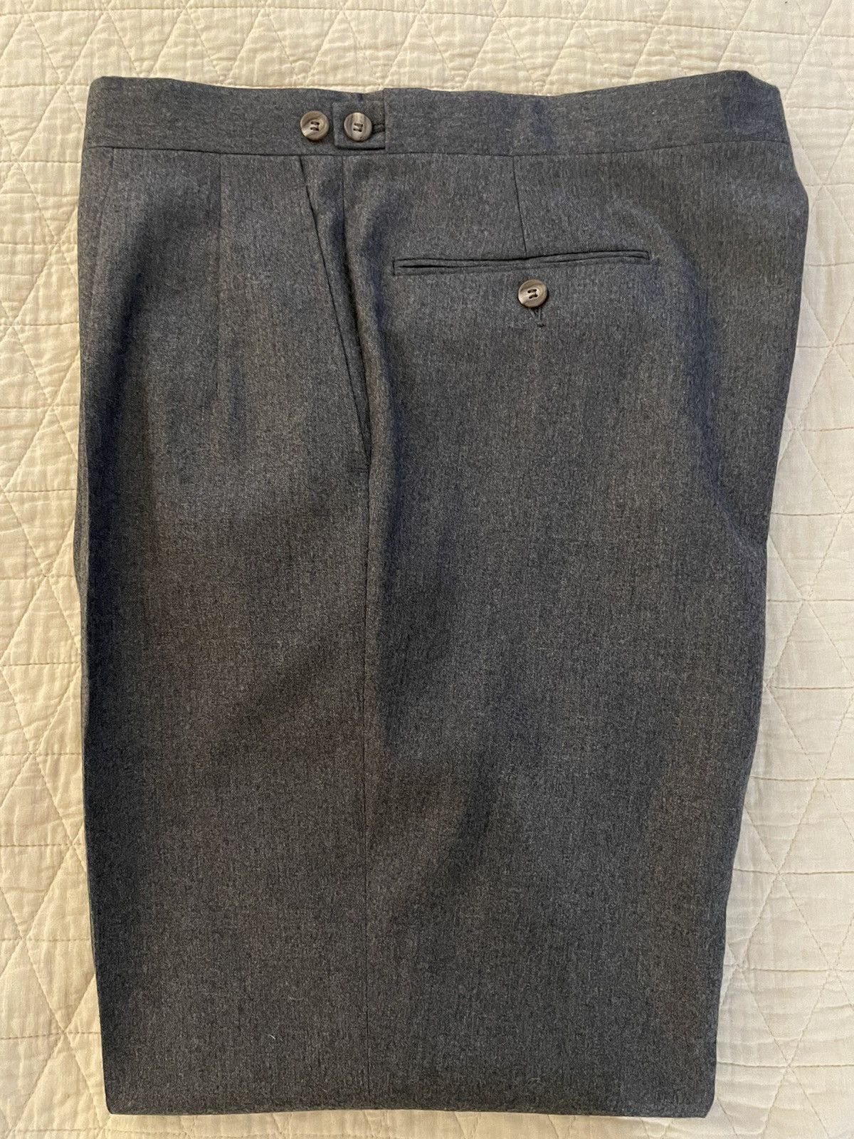 Chaps Ralph Lauren × Vintage Double Breasted Wool Flannel Pleated Suit Size 42L - 3 Thumbnail