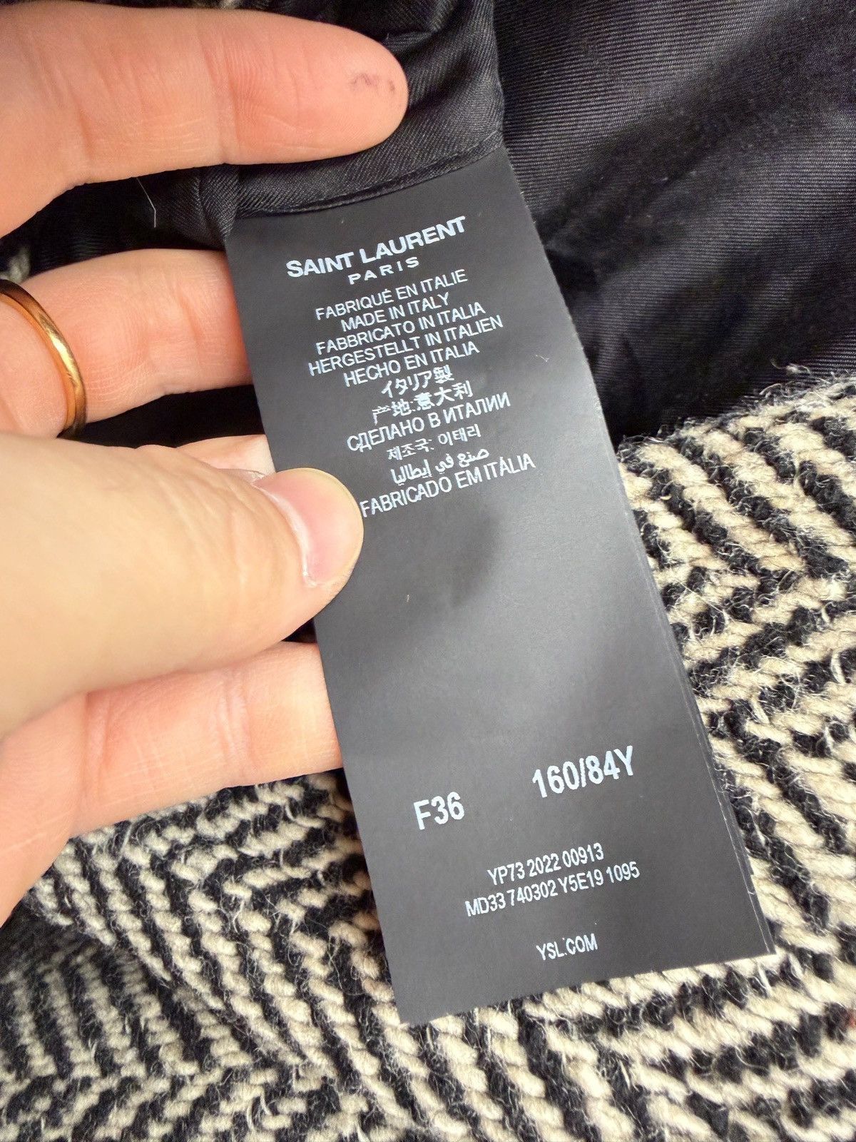 Saint Laurent Paris Saint Laurent herringbone wool-blend belted coat Size XS / US 0-2 / IT 36-38 - 5 Thumbnail