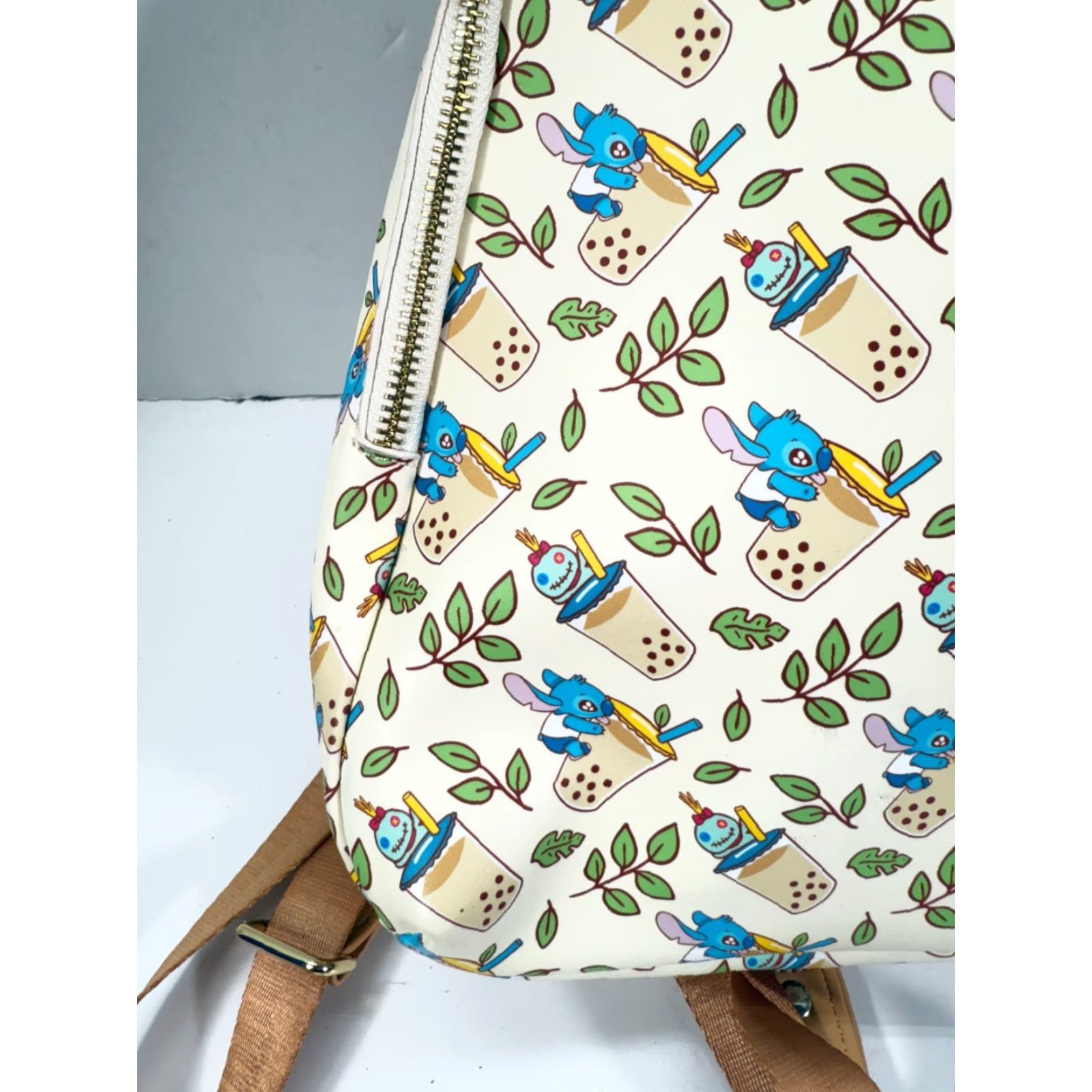 Vintage Loungefly Backpack Disney Lilo & Stitch Boba Mini Cream Purse Womens Zip Zipper Bag Size ONE SIZE - 4 Thumbnail