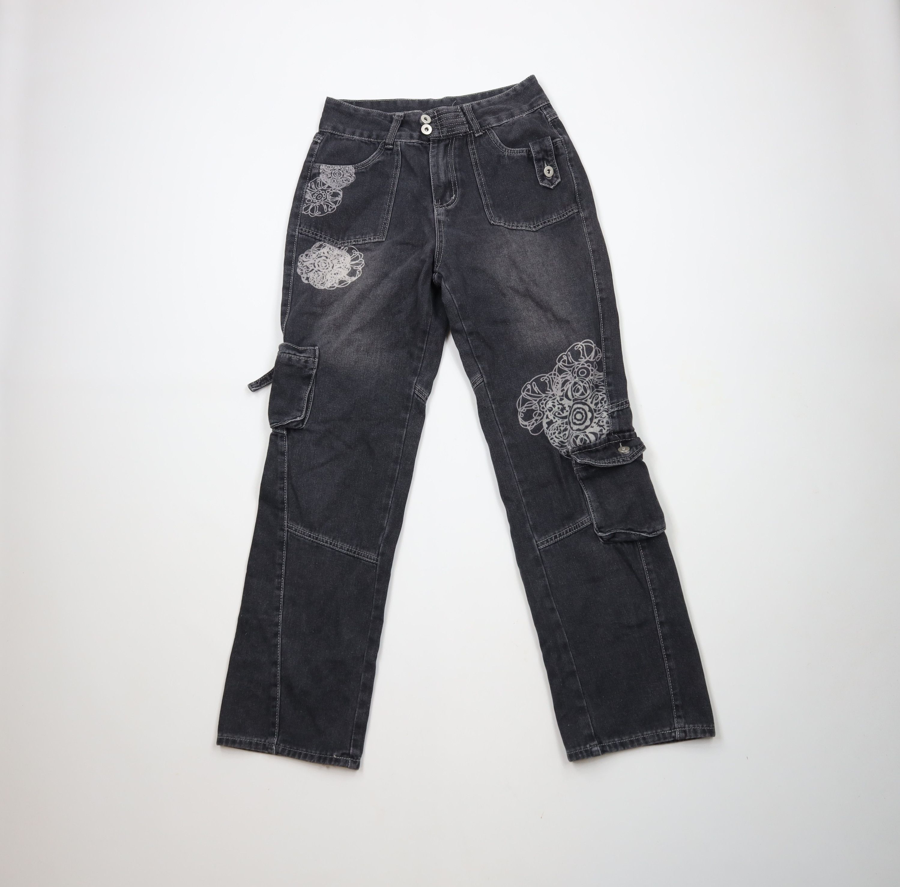 Vintage Vintage 90s Y2K Streetwear Geometric Baggy Cargo Jeans Size 26" / US 2 / IT 38 - 1 Thumbnail