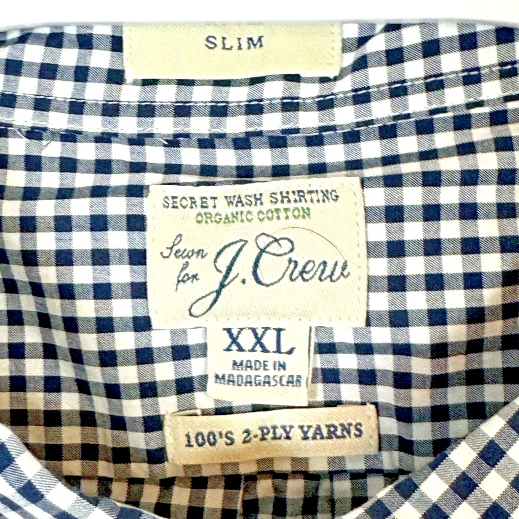 J.Crew J.CREW Button-Down Shirt 2XL Slim Fit White Black Check 100s 2-Ply Cotton, White and Black Check, Mens Size US XXL / EU 58 / 5 - 7 Thumbnail