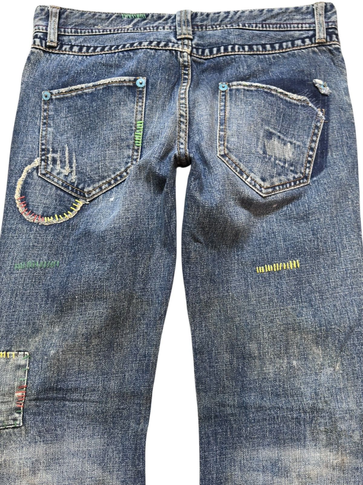 If Six Was Nine Vintage Back Number Flare Sashiko Boro Denim Size US 30 / EU 46 - 7 Thumbnail