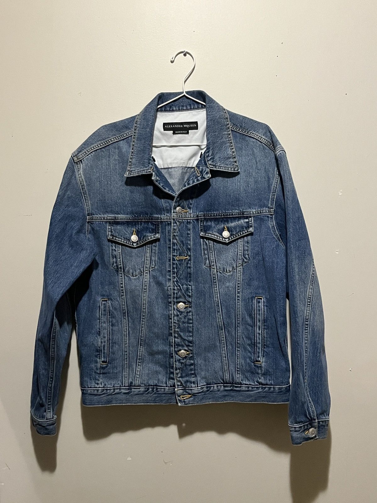 Alexander McQueen Shearling trimmed embroidered denim jacket Size US M / EU 48-50 / 2 - 1 Thumbnail