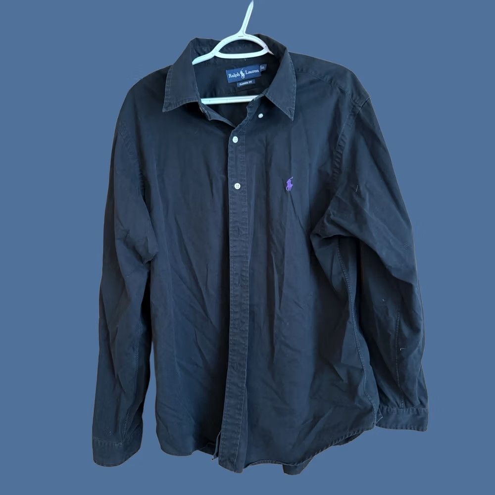 Ralph Lauren Ralph Lauren Mens XL Black Long Sleeve Shirt Purple Horse ClassicFit Preppy Size US XL / EU 56 / 4 - 1 Thumbnail