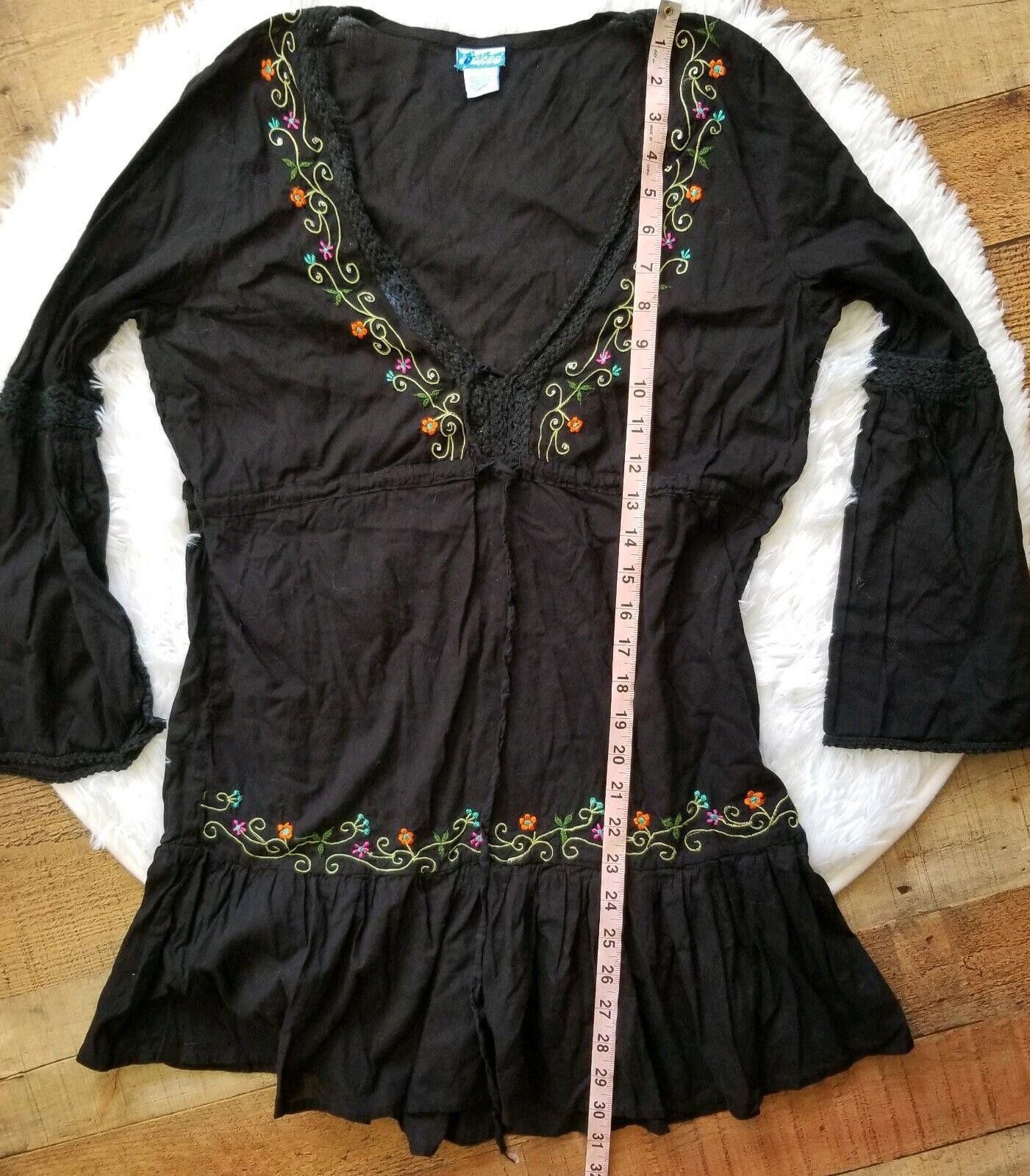 Designer Soaked Shirt Women Medium Black Boho embroidered Size M / US 6-8 / IT 42-44 - 5 Thumbnail