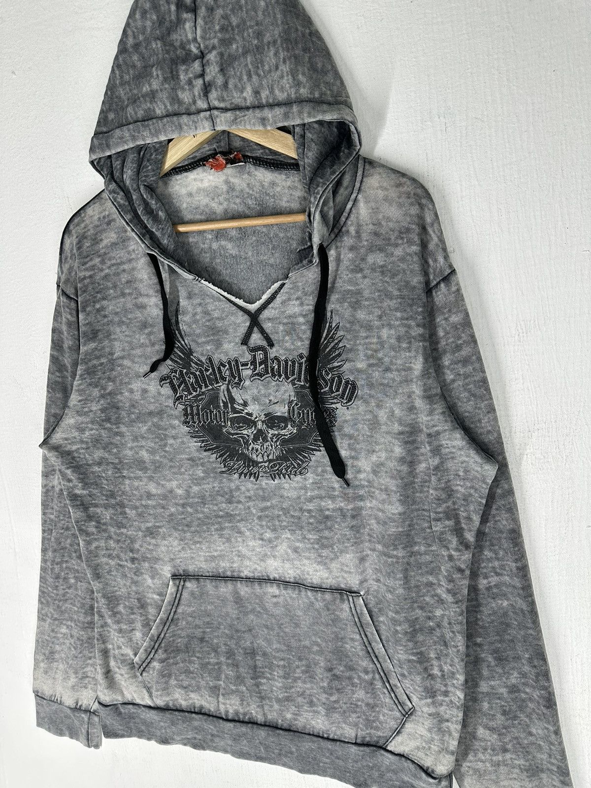 Harley Davidson × Vintage Vtg Harley-Davidson Print Skull Hoodie Sweatshirt Size US M / EU 48-50 / 2 - 2 Thumbnail