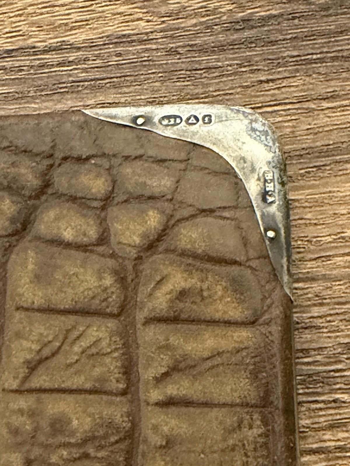 Vintage Croc Print Leather Wallet Cigarette Case W 925 Sterling Tips Size ONE SIZE - 4 Thumbnail