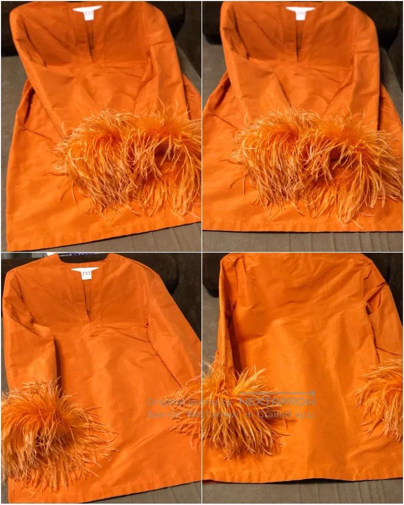 Valentino Valentino Hermès orange feather ostrich dress Size M / US 6-8 / IT 42-44 - 9 Thumbnail
