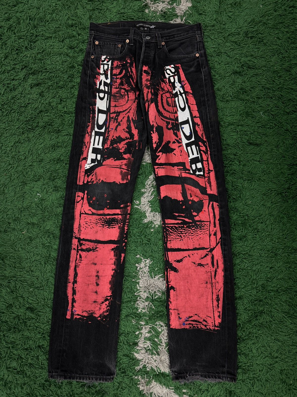 Sp5der Sp5der Black Red Grafiti Denim Size 31 Size US 31 - 1 Thumbnail