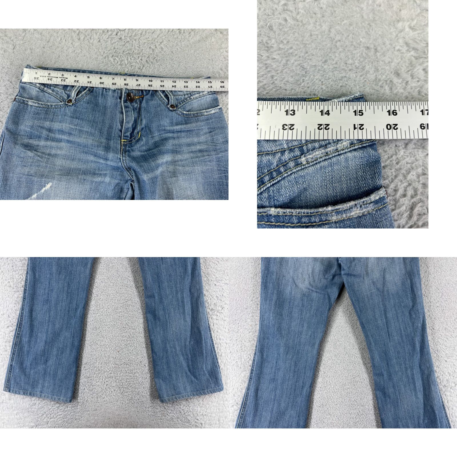 Denime Chi Ole Jeans Womens 28x29 Blue Denim Distressed 100% Cotton Bootcut 5-Pocket Regular Size 7 Size 28" / US 6 / IT 42 - 9 Thumbnail