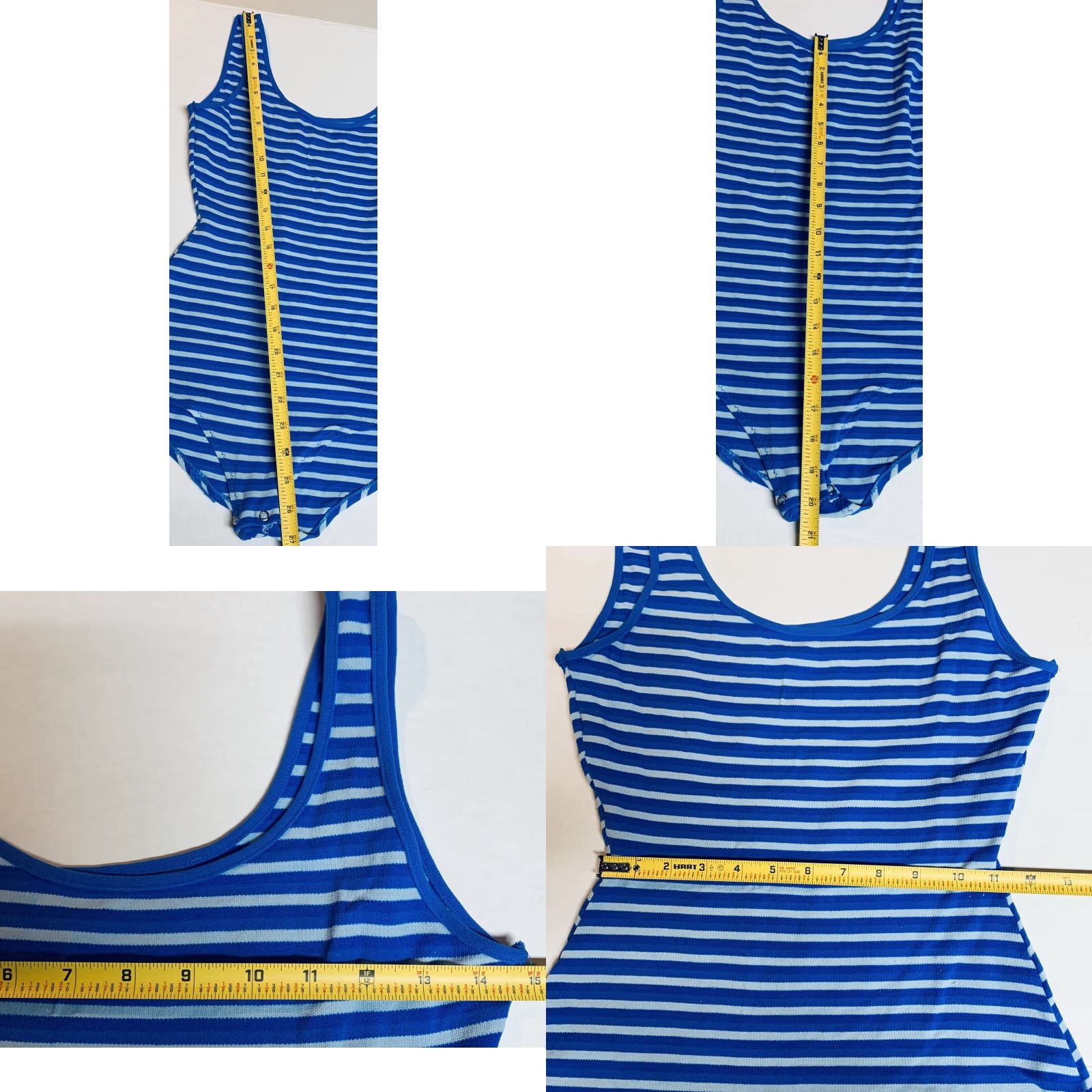 Vintage VINTAGE Magic Lady Swimsuit Body Suit Blue Stripe 100% Nylon Stretch L/XL Womens Men? Size L / US 10 / IT 46 - 8 Thumbnail