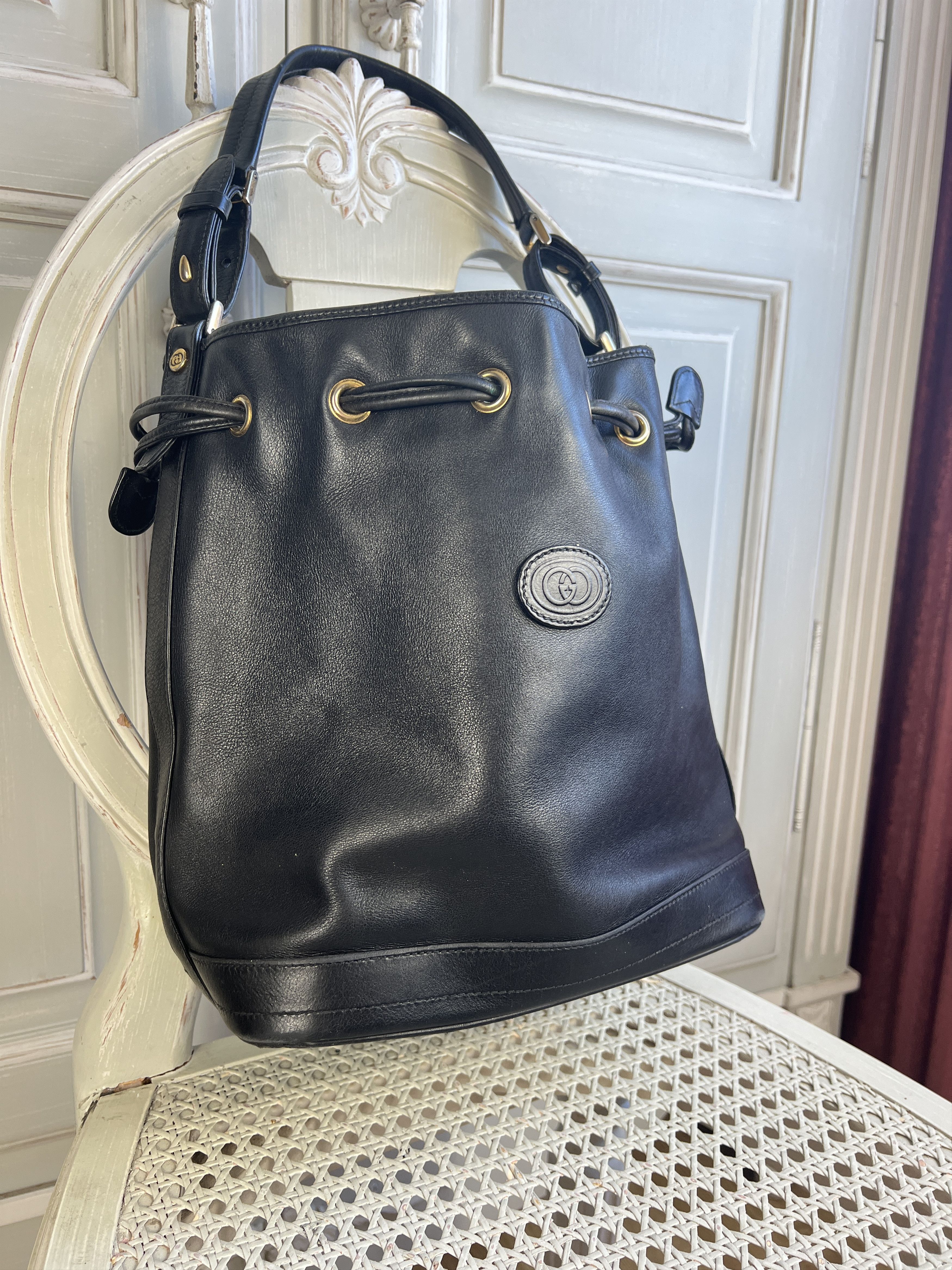 Gucci VINTAGE GUCCI SHOULDER BUCKET BLACK BAG Size ONE SIZE - 2 Thumbnail