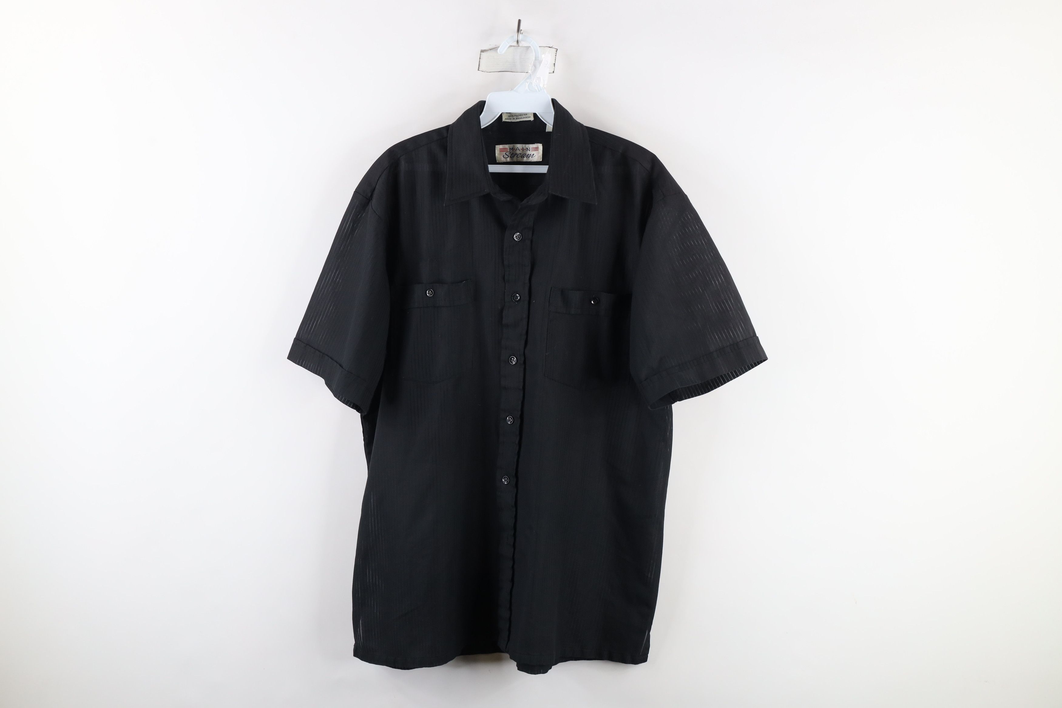 Vintage Vintage 90s Streetwear Striped Collared Button Shirt Black Size US L / EU 52-54 / 3 - 1 Thumbnail