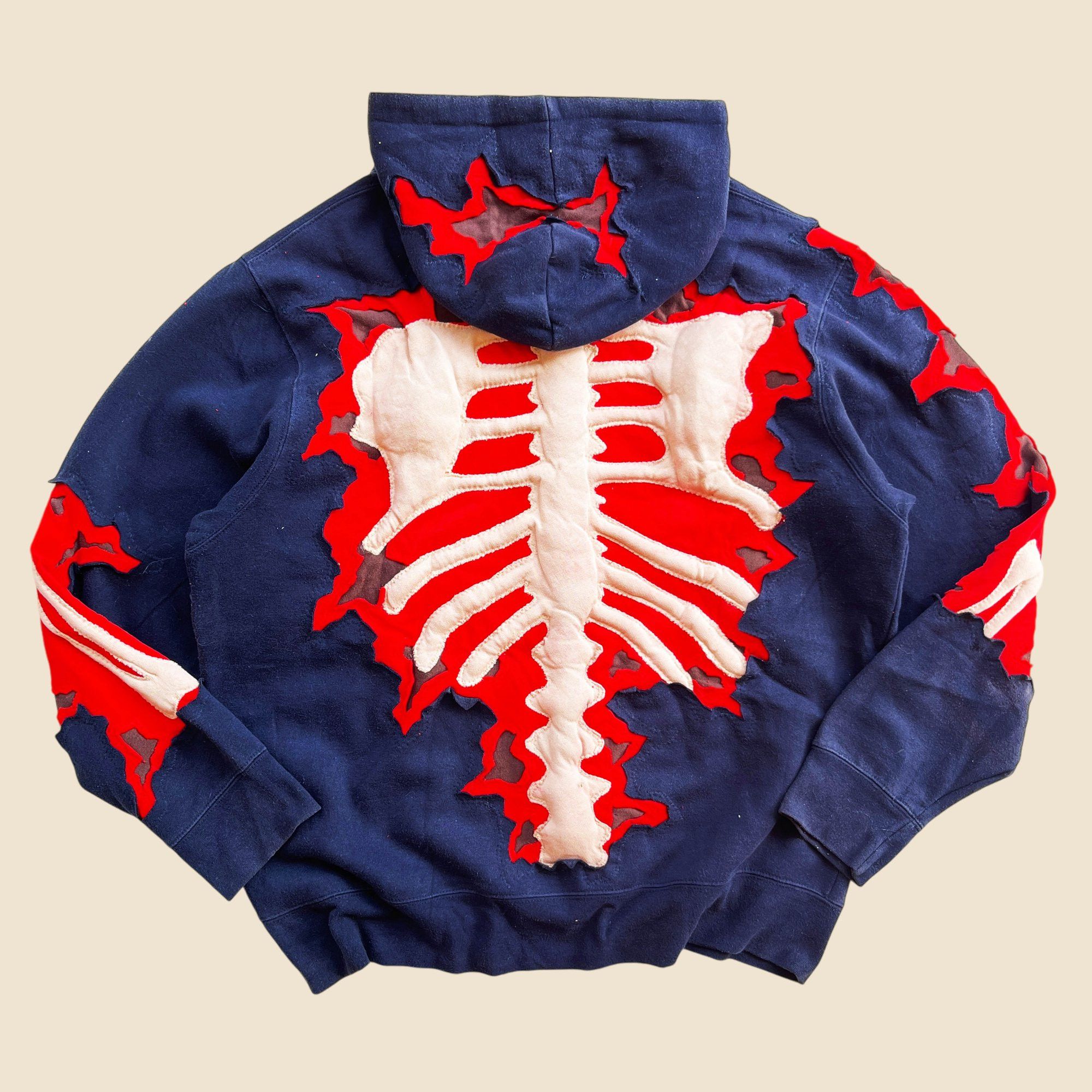 Handmade × Japanese Brand 1 OF 1 REWORKED CRACKY 3D PUFF BONES HOODIE SIZE L / XL Size US L / EU 52-54 / 3 - 5 Thumbnail
