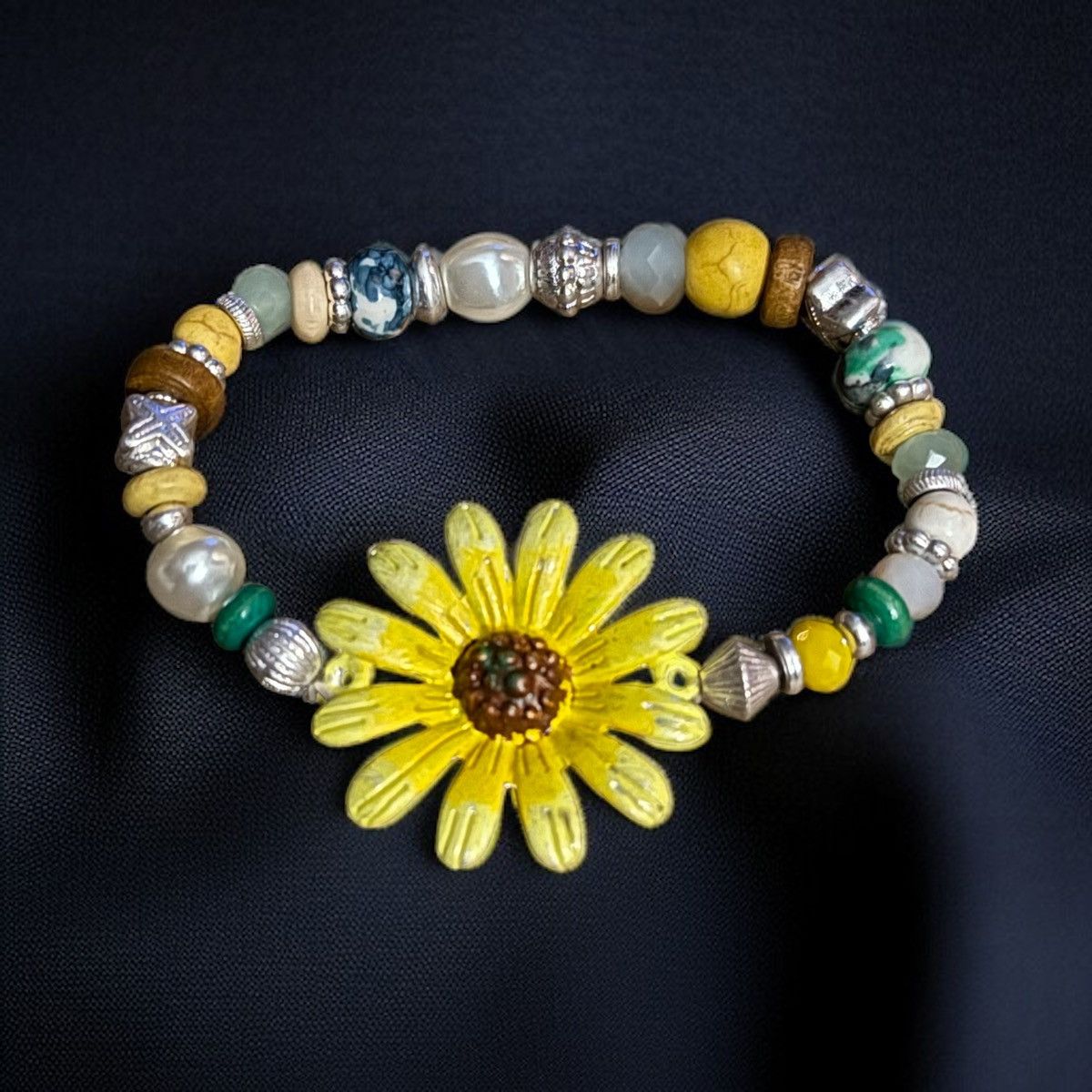Other Yellow sunflower multicolor bead stretch bracelet Size ONE SIZE - 1 Thumbnail
