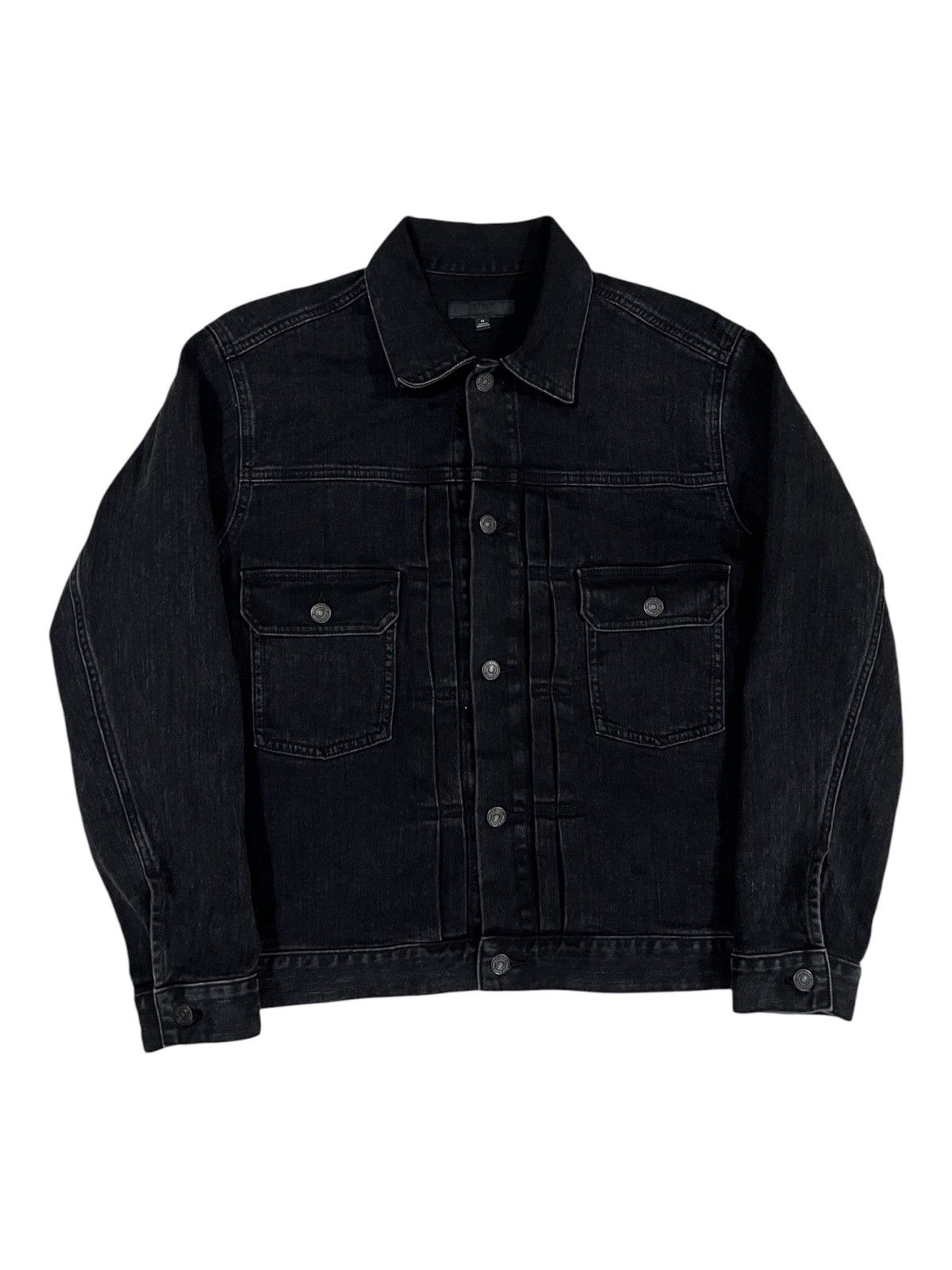 Indigo × Japanese Brand × Uniqlo LVC Style Type II Super Black Pleated Denim Jacket Uniqlo Size US M / EU 48-50 / 2 - 2 Thumbnail