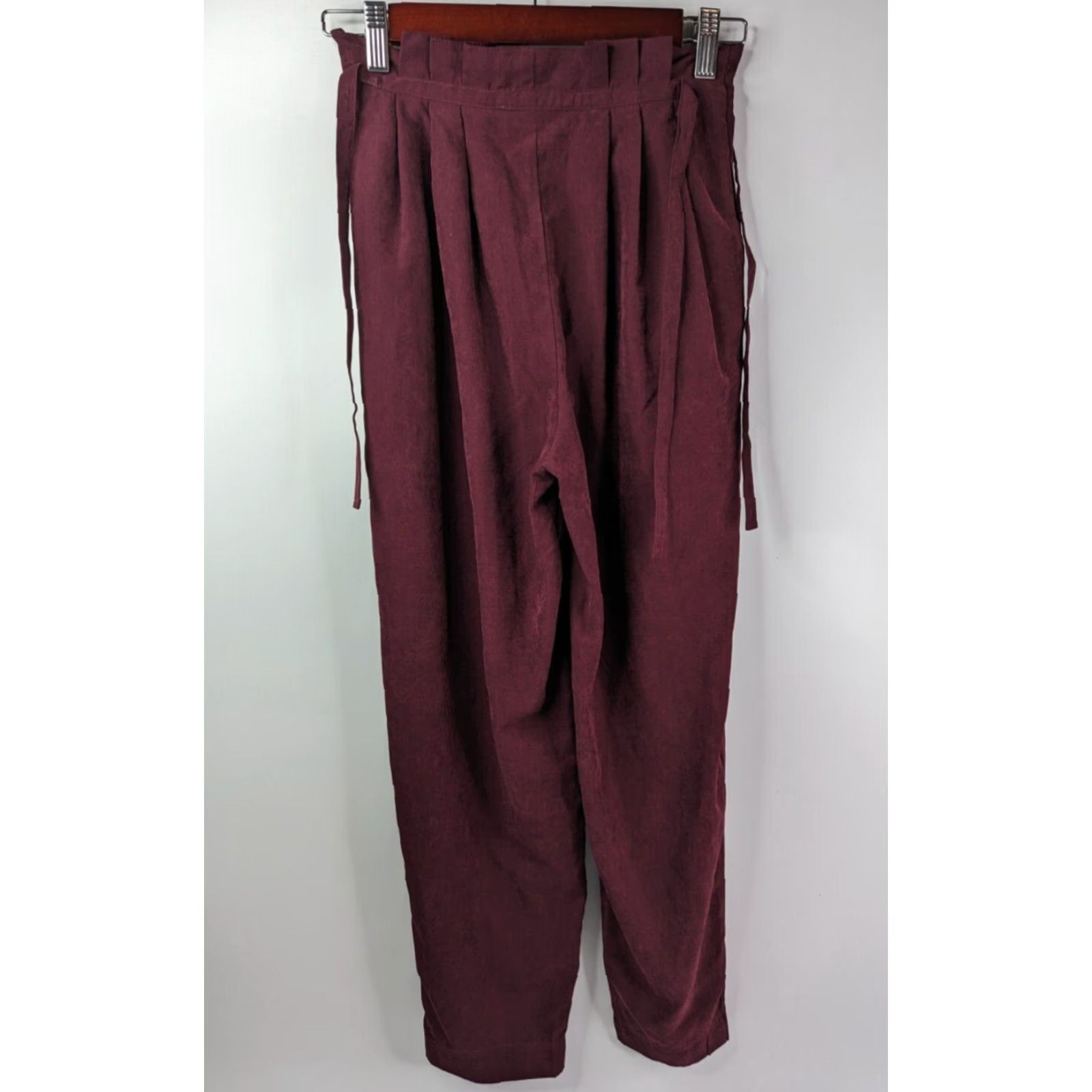 Joie NWT Joie Pants Deep Wine Paperbag Tie Belted Womens Size 00 Pull-on Size 24" / US 00 / IT 34 - 4 Thumbnail