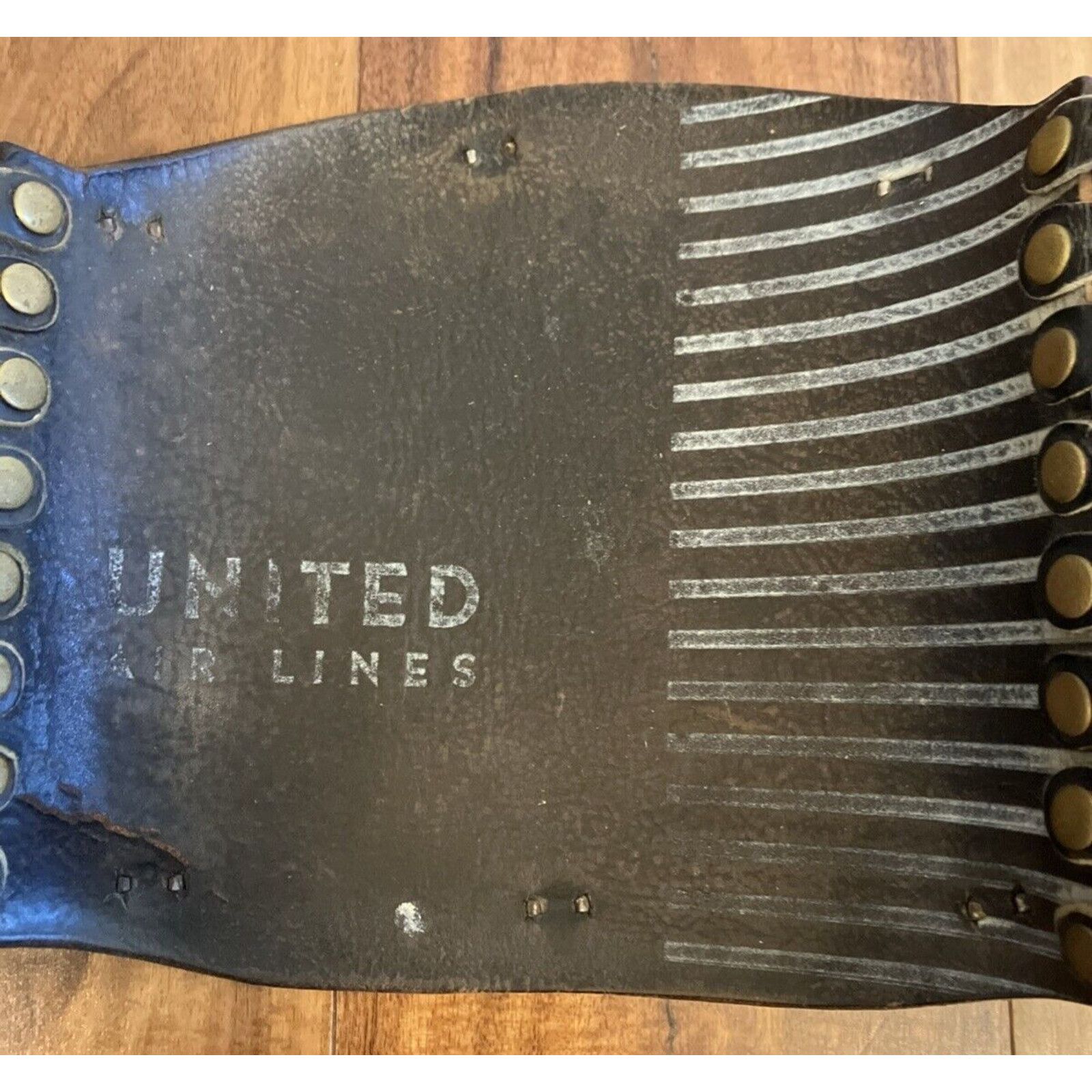 Other Vtg 1950s UNITED AIRLINES Leather Kidney Black Belt Aviator Size ONE SIZE - 16 Thumbnail