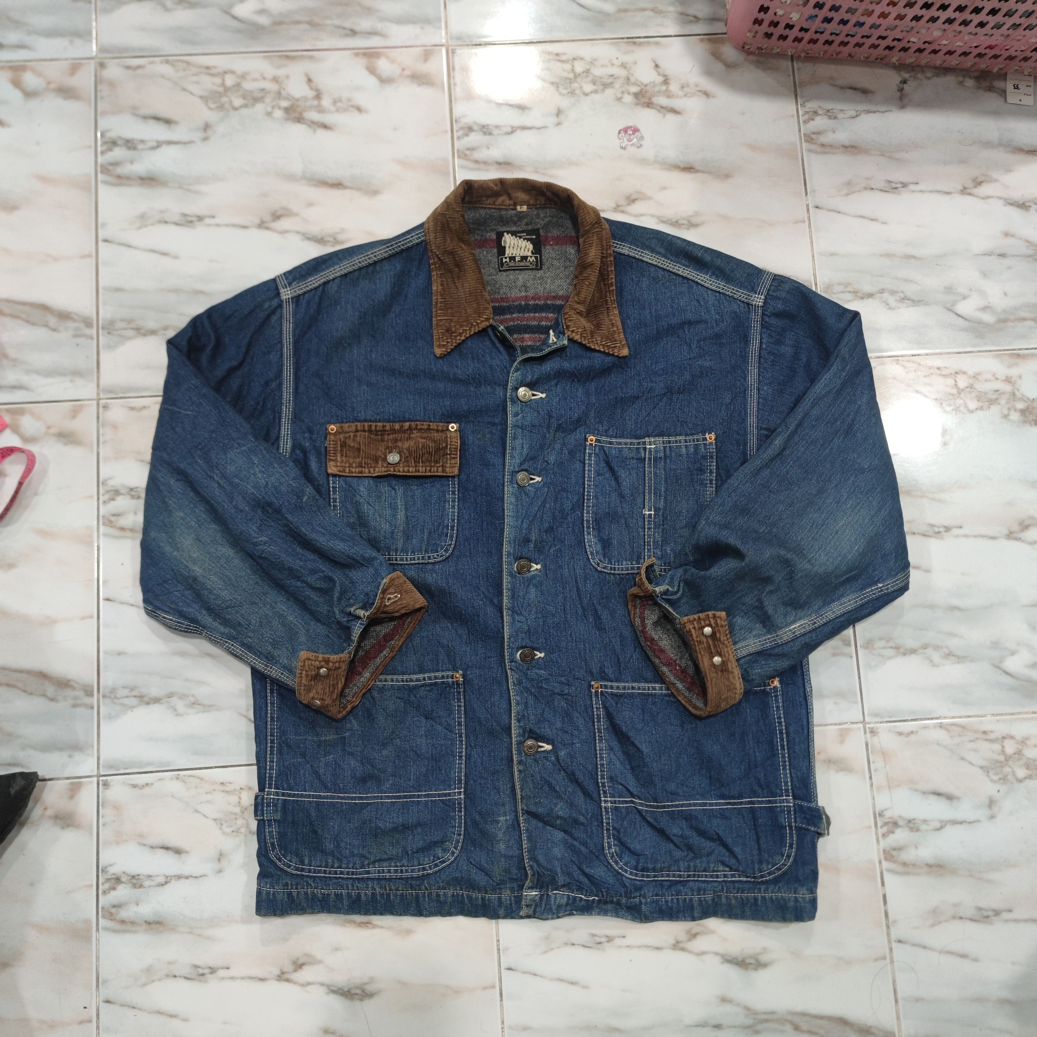 Japanese Brand × Vintage HFM TOBIAS INTERNATIONAL DENIM BLANKET LINED CHORE JACKET Size US L / EU 52-54 / 3 - 3 Thumbnail