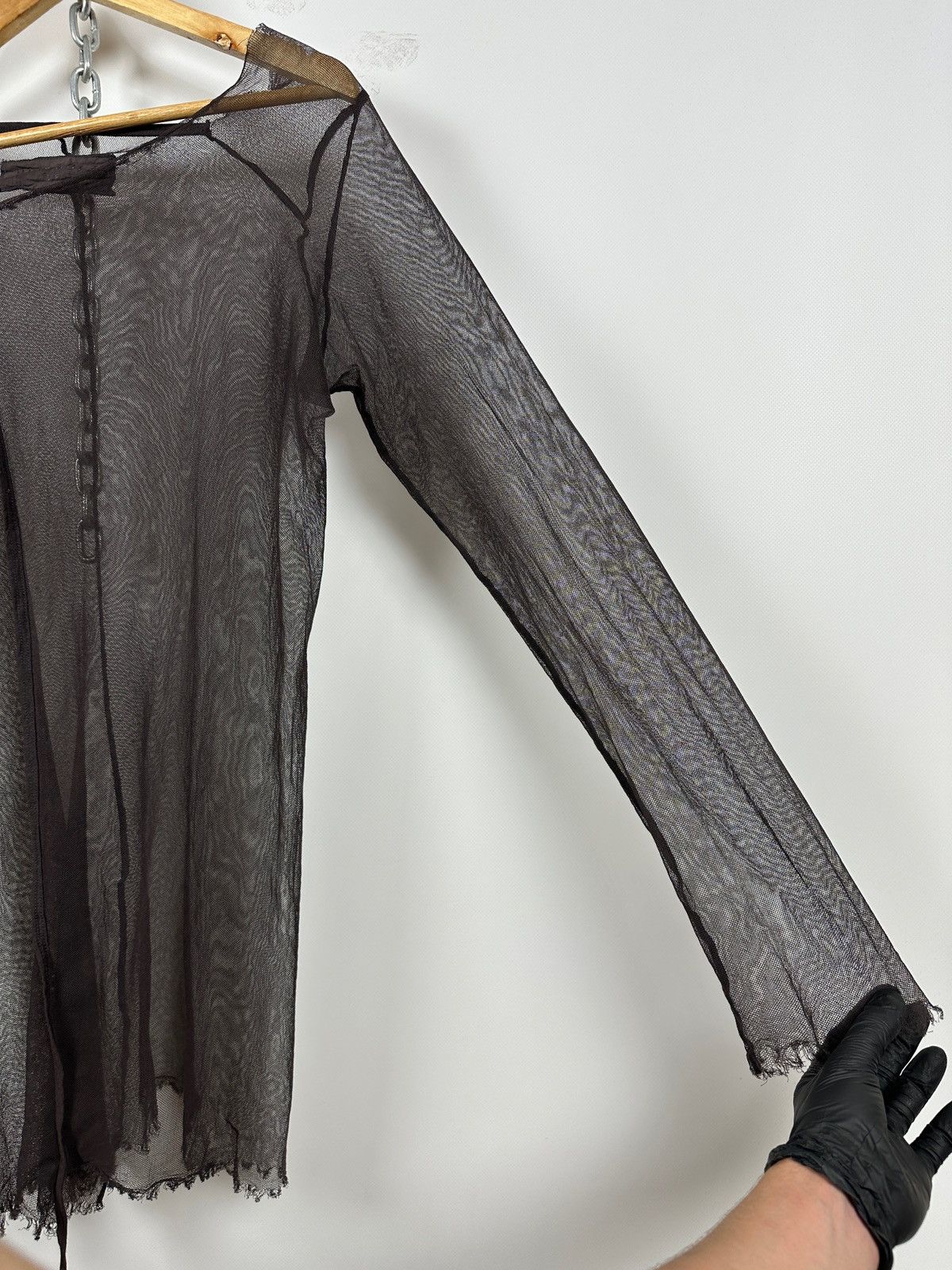 Rundholz Rundholz Brown Asymmetrical Sheer Mesh Long Sleeve Top Size S / US 4 / IT 40 - 13 Thumbnail