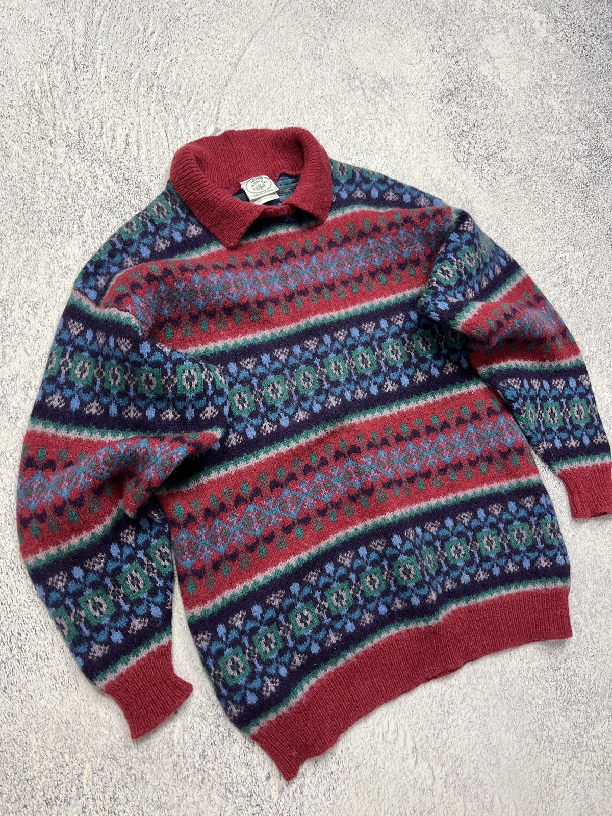 Vintage Laura Ashley Made In Scotland Wool Nordic Pattern Sweater Size US S / EU 44-46 / 1 - 6 Thumbnail
