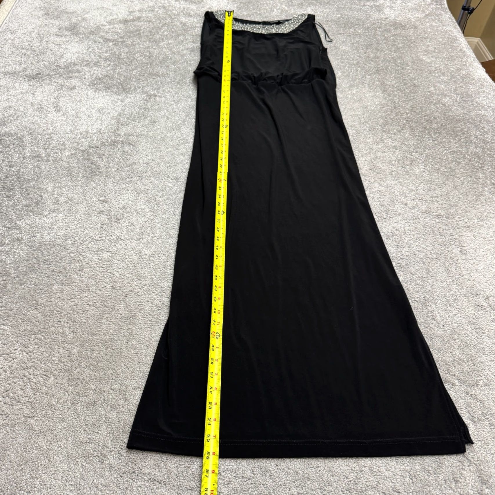 Vintage VINTAGE R&M Richards Maxi Dress Formal Sleeveless Black 8 Women Chiffon Rhinestone Embellished Size M / US 6-8 / IT 42-44 - 7 Thumbnail