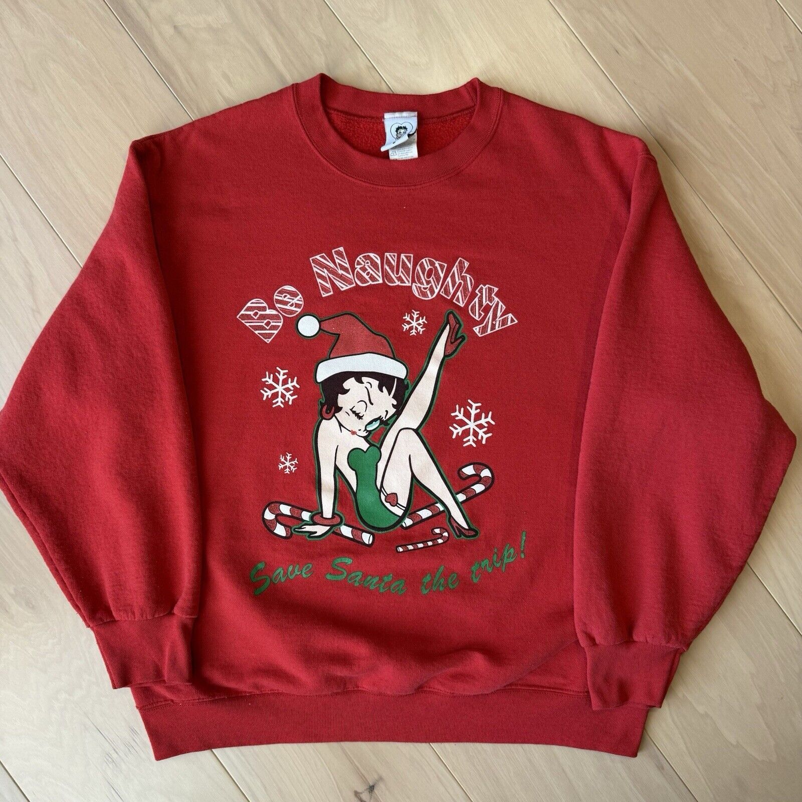 Vintage Vintage Betty Boop Christmas Sweatshirt Red Fleece Pullover Size US L / EU 52-54 / 3 - 2 Thumbnail