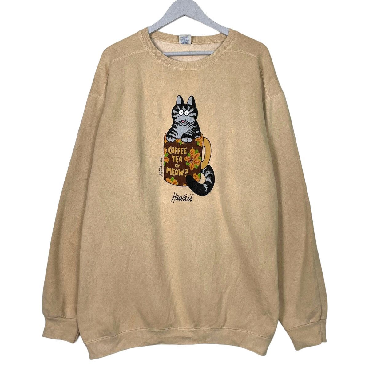 Vintage 💥VTG HAWAII CAT CRAZY SHIRT BEIGE SWEATER Size US L / EU 52-54 / 3 - 1 Thumbnail