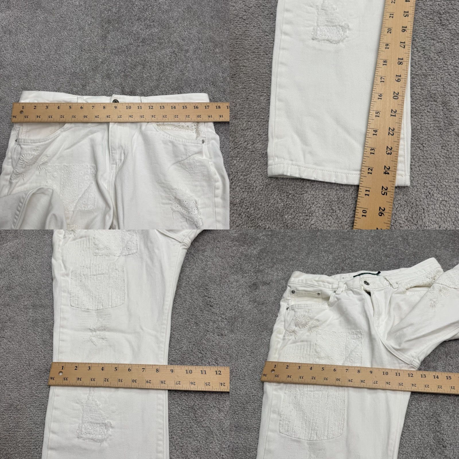 Ralph Lauren Lauren Ralph Lauren Jeans Women White Distressed Embroidered 12 Denim Straight 5-Pocket Comfort Stretch Baggy? (Need to fix) Size 34" / US 12 / IT 48 - 10 Thumbnail