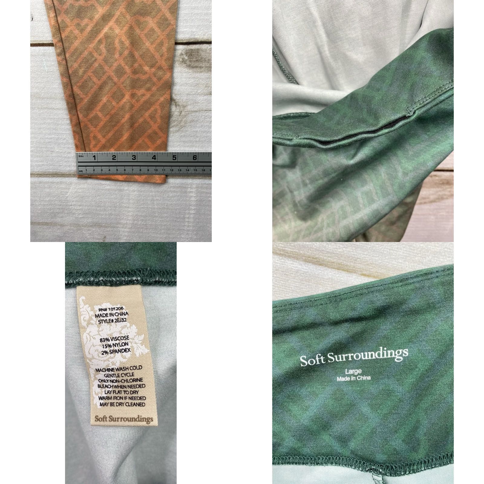 Soft Surroundings Soft Surroundings Legging Geometric Ankle Slimming Stretch NWT L Green Multicolor Pants Women Size 36" / US 14 / IT 50 - 8 Thumbnail