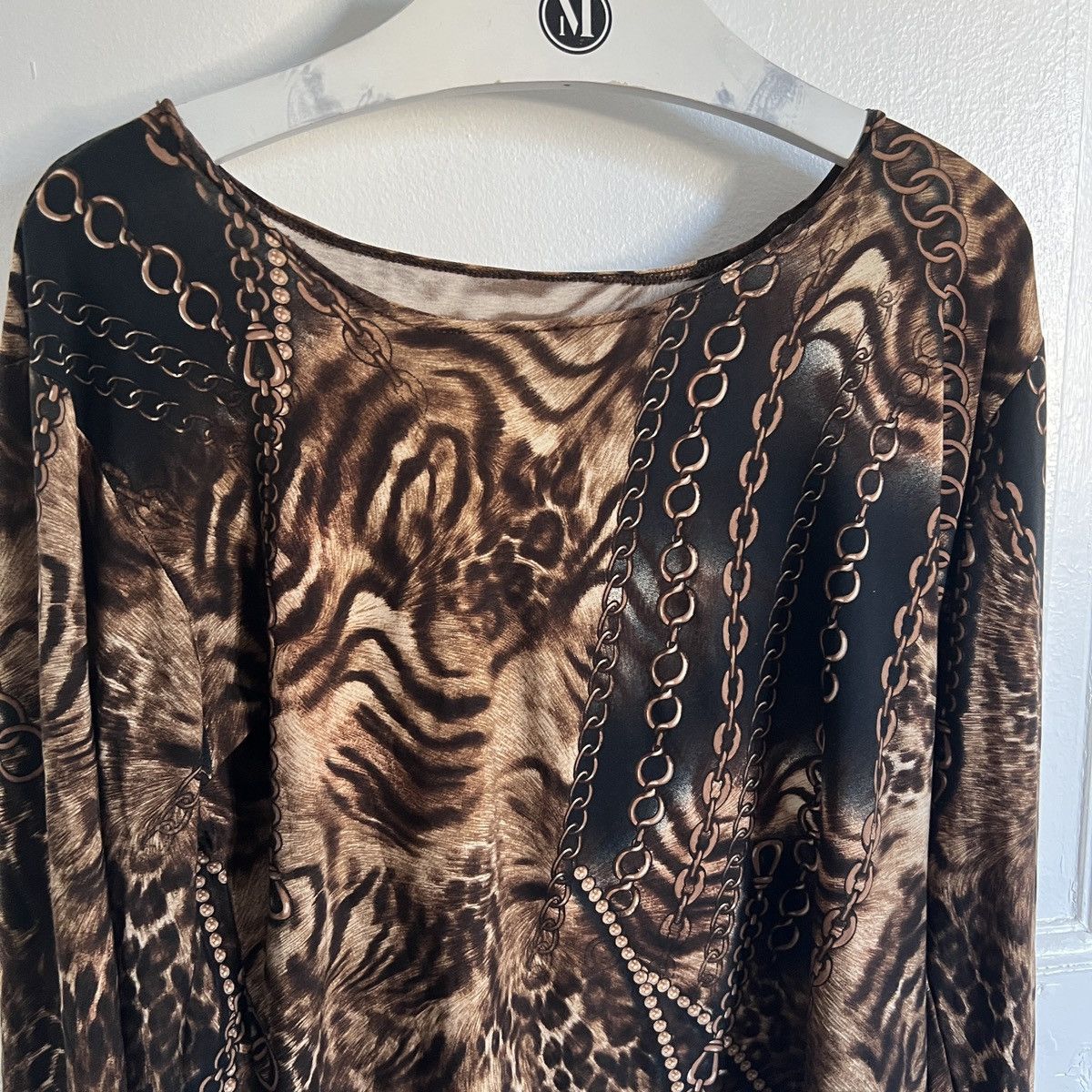 Japanese Brand × Vintage Y2K Mesh Tee Top Blouse chains print tiger jpg margiela Size XL / US 12-14 / IT 48-50 - 2 Thumbnail